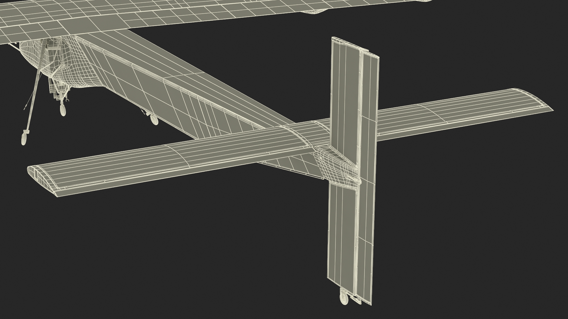 Solar Cargo Airplane Blue Rigged 3D