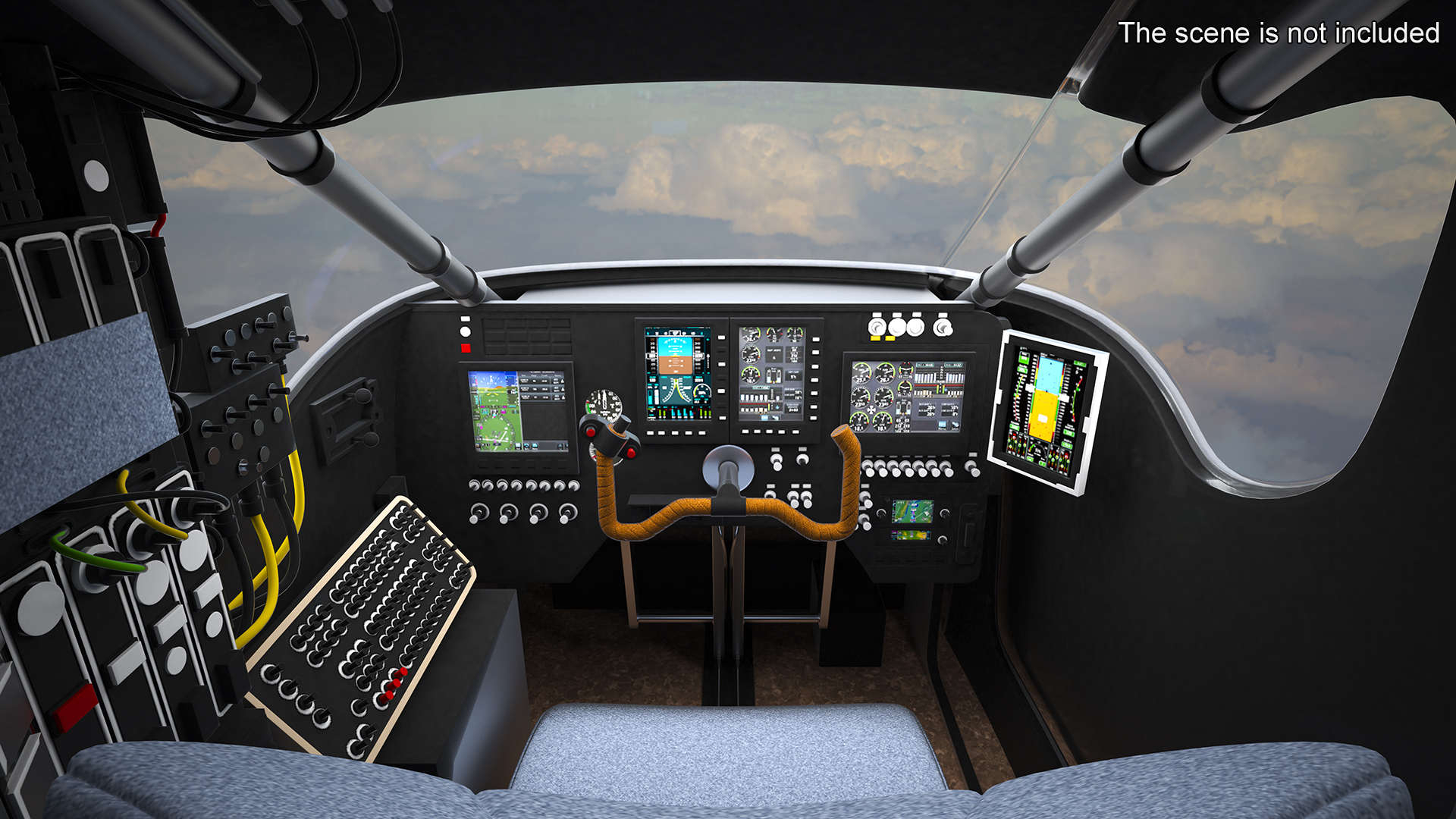 Solar Cargo Airplane Blue Rigged 3D
