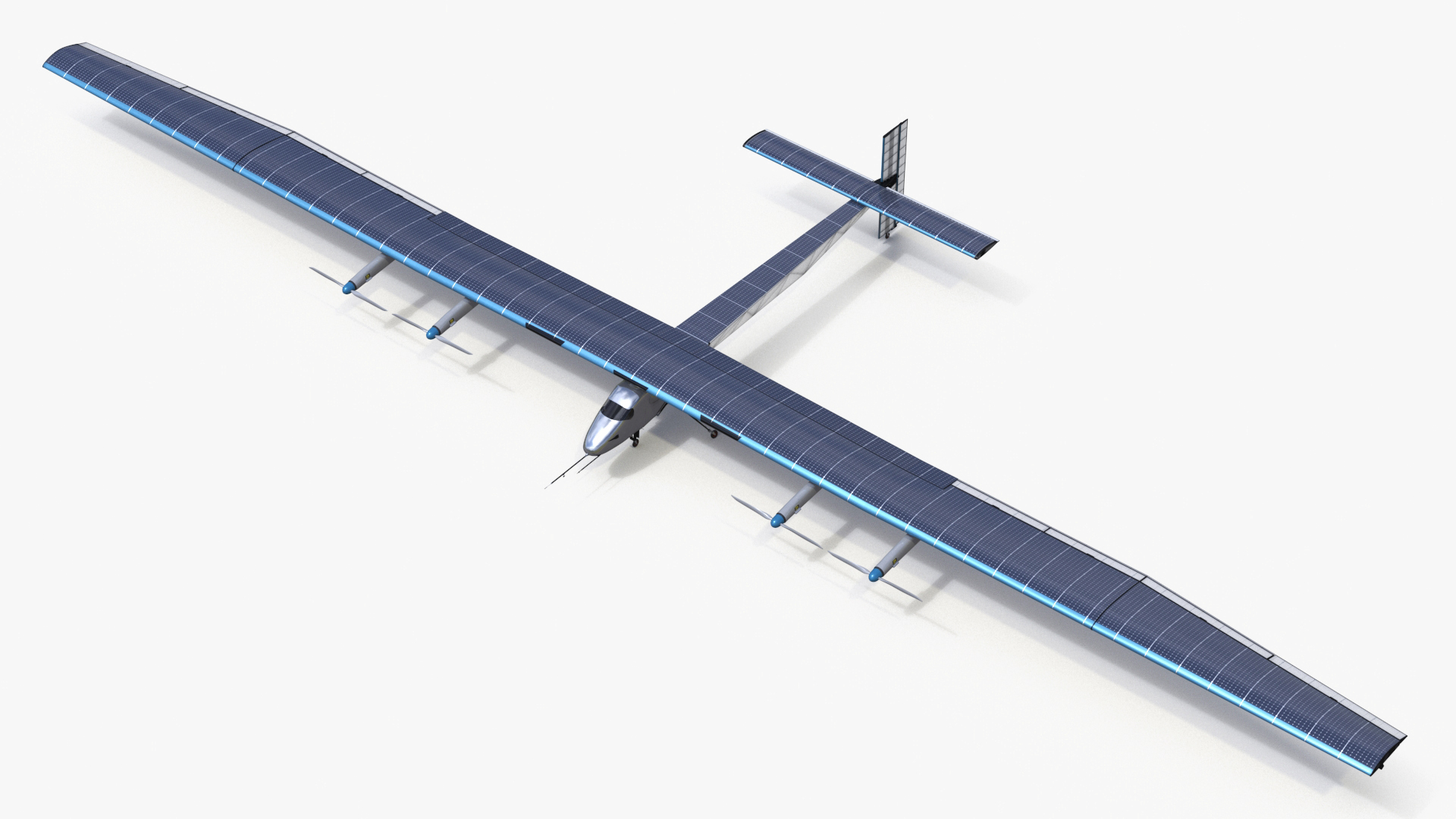 Solar Cargo Airplane Blue Rigged 3D