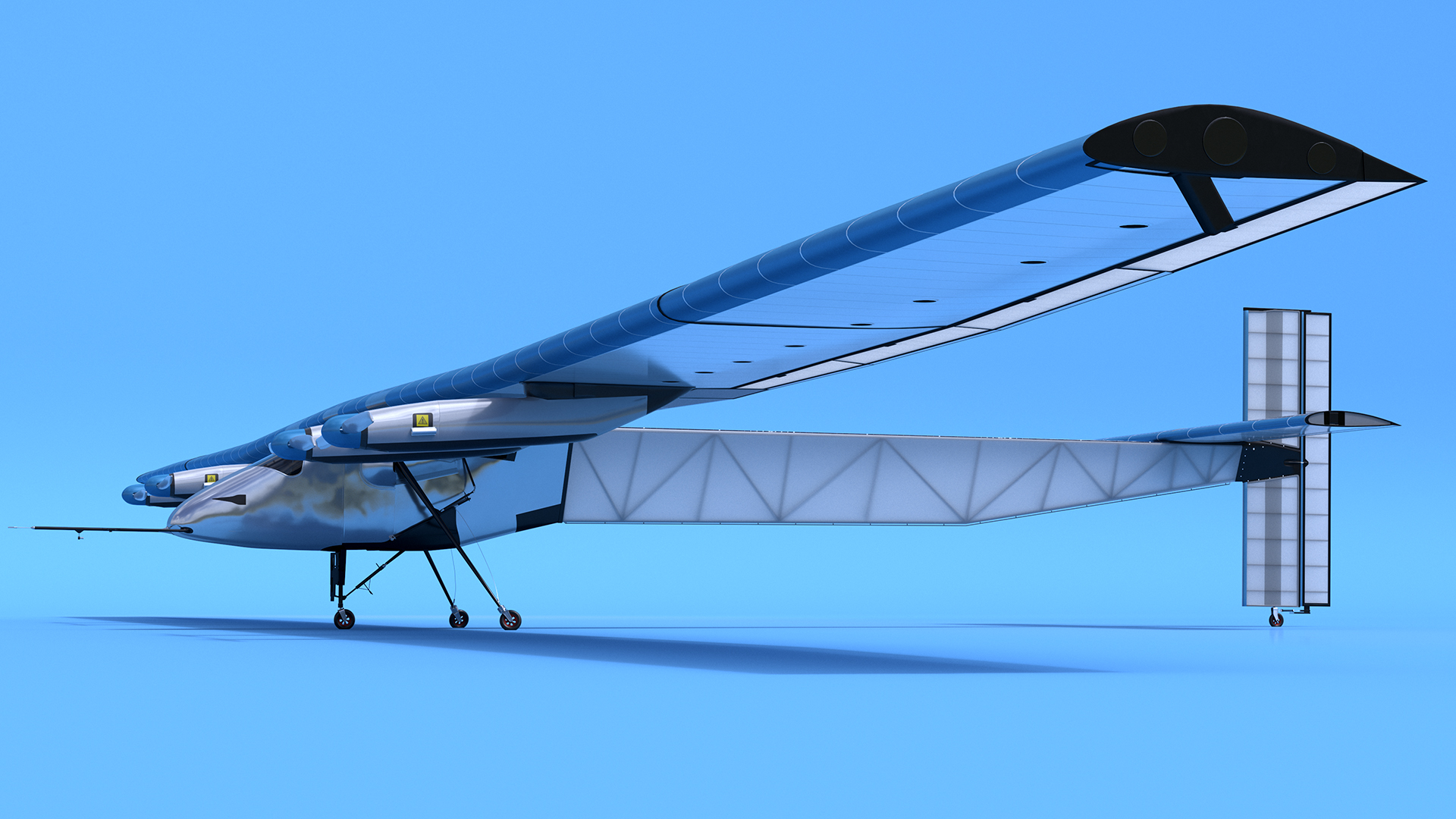 Solar Cargo Airplane Blue Rigged 3D