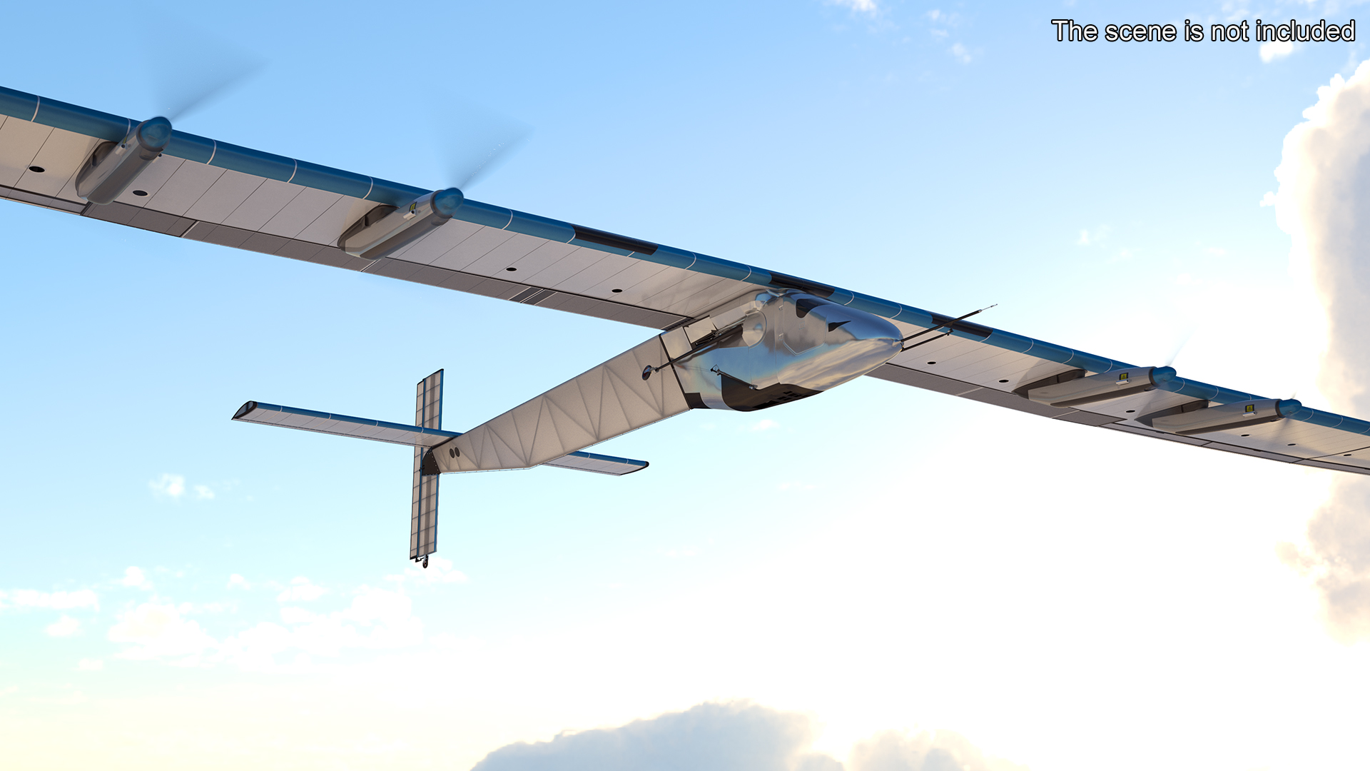 Solar Cargo Airplane Blue Rigged 3D