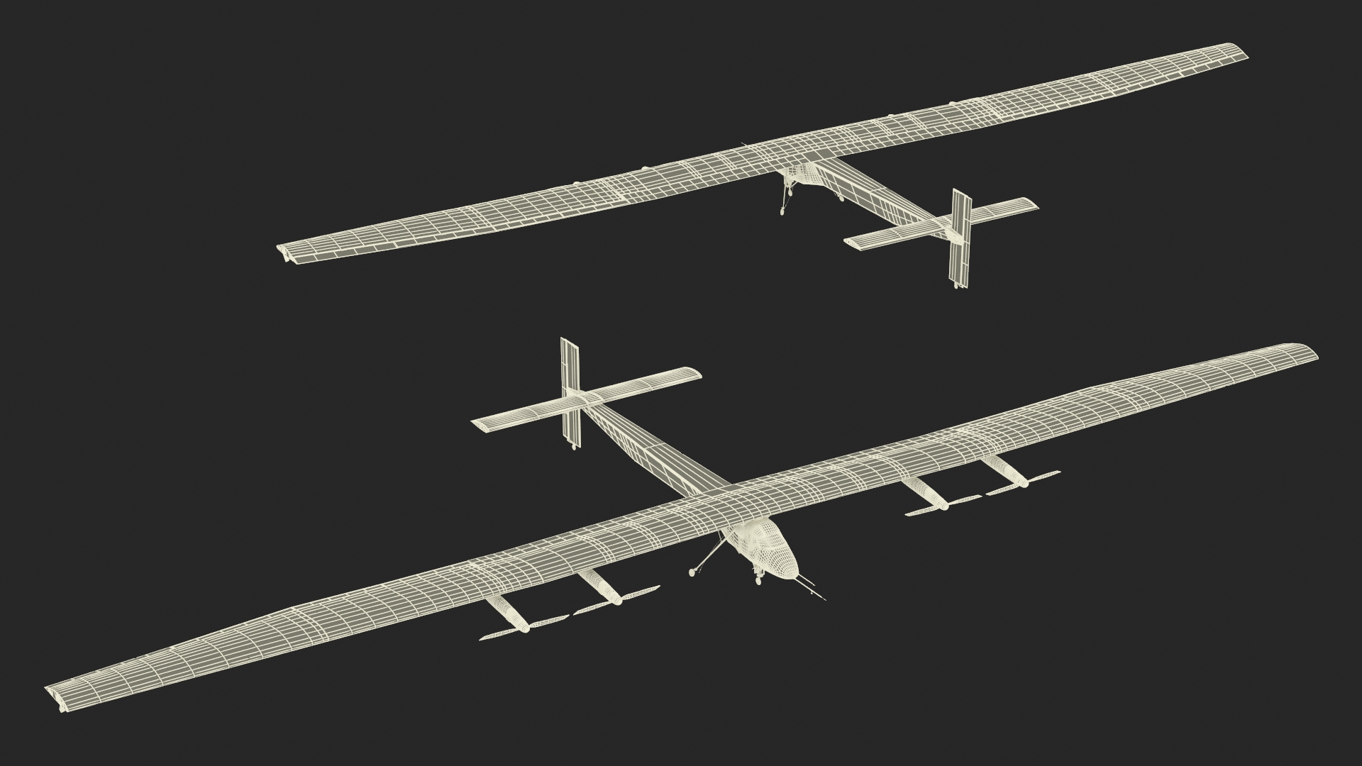 Solar Cargo Airplane Blue Rigged 3D