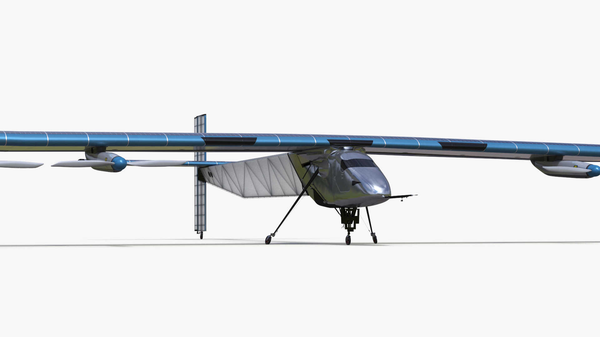Solar Cargo Airplane Blue Rigged 3D