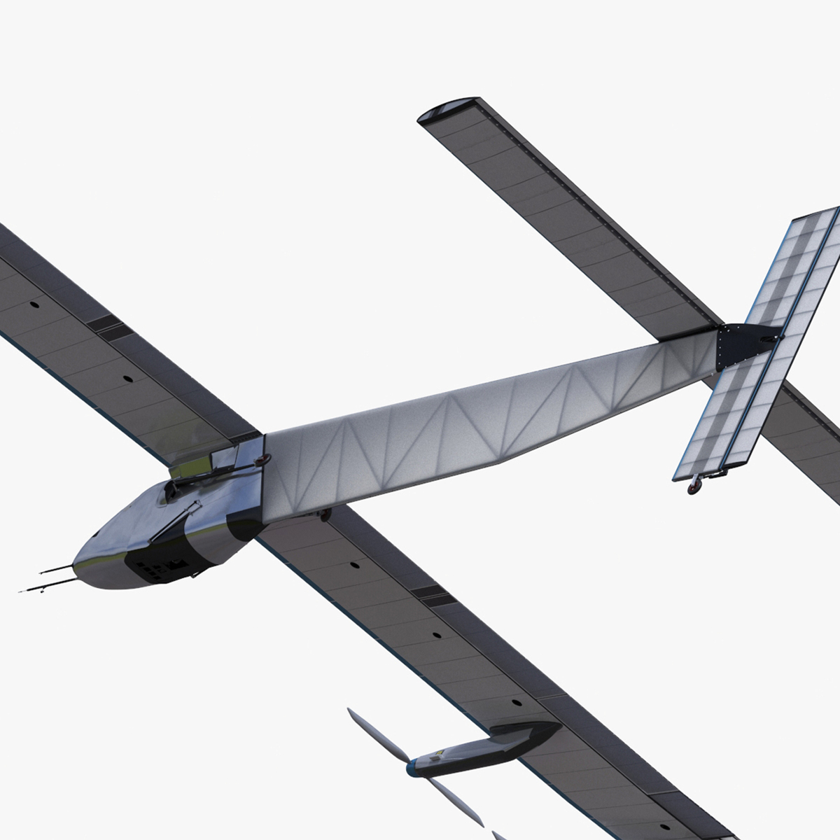 Solar Cargo Airplane Blue Rigged 3D