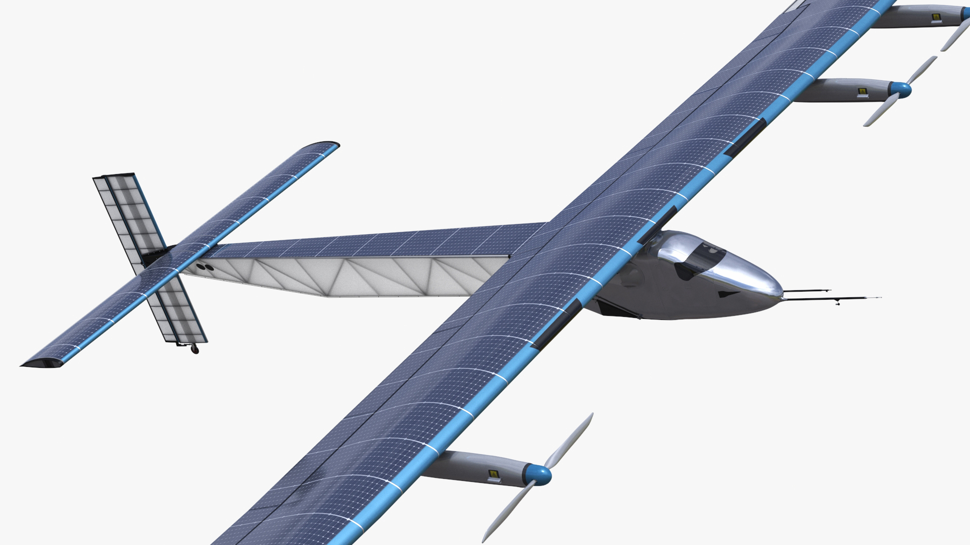 Solar Cargo Airplane Blue Rigged 3D