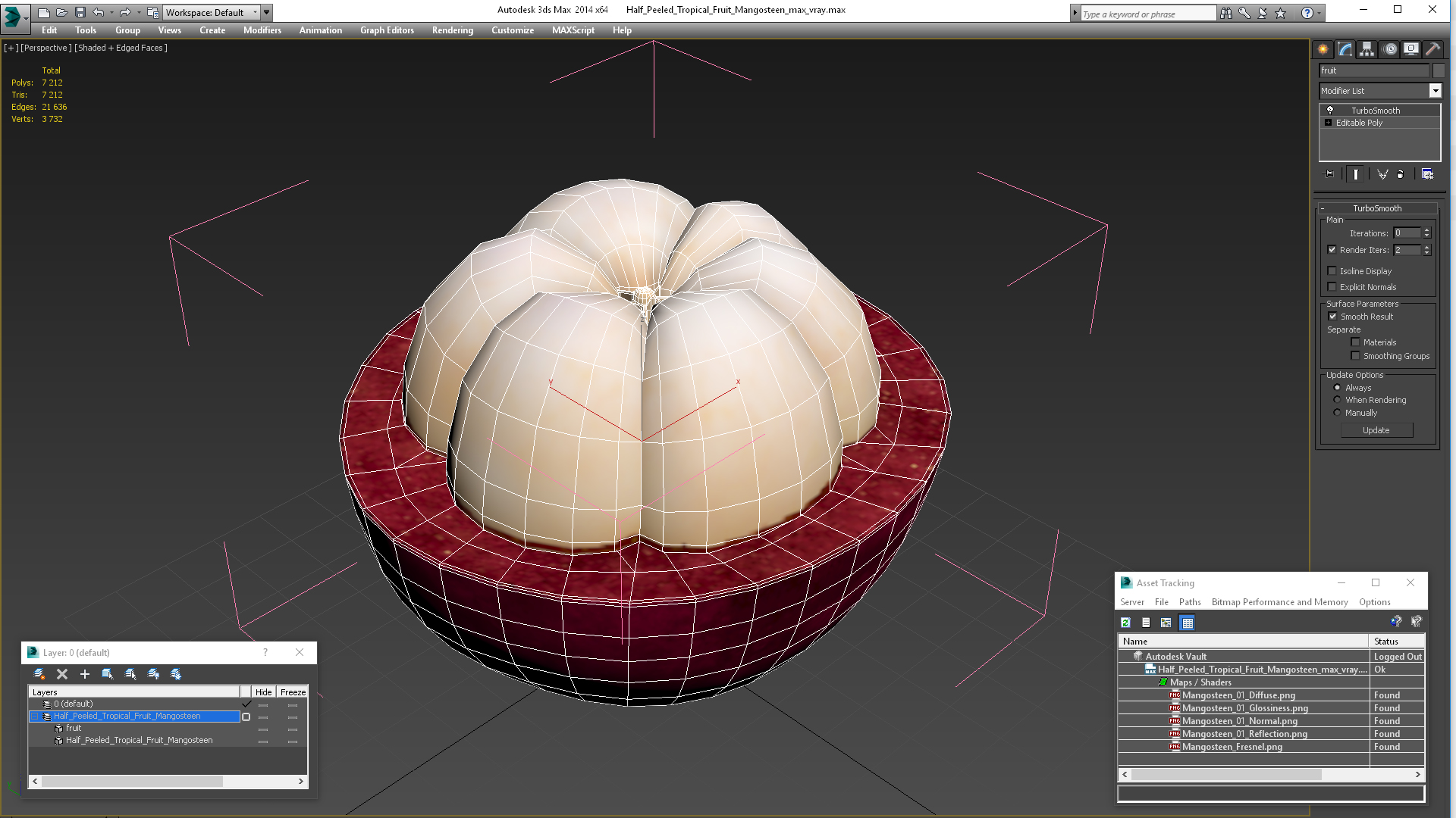 Half Peeled Tropical Fruit Mangosteen 3D