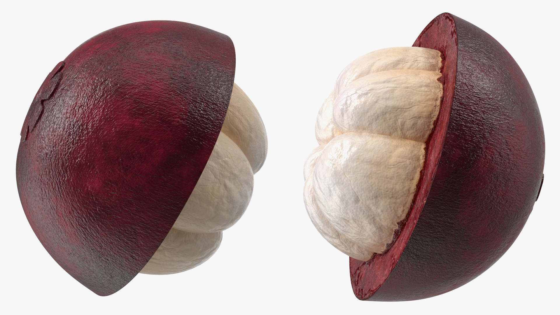 Half Peeled Tropical Fruit Mangosteen 3D