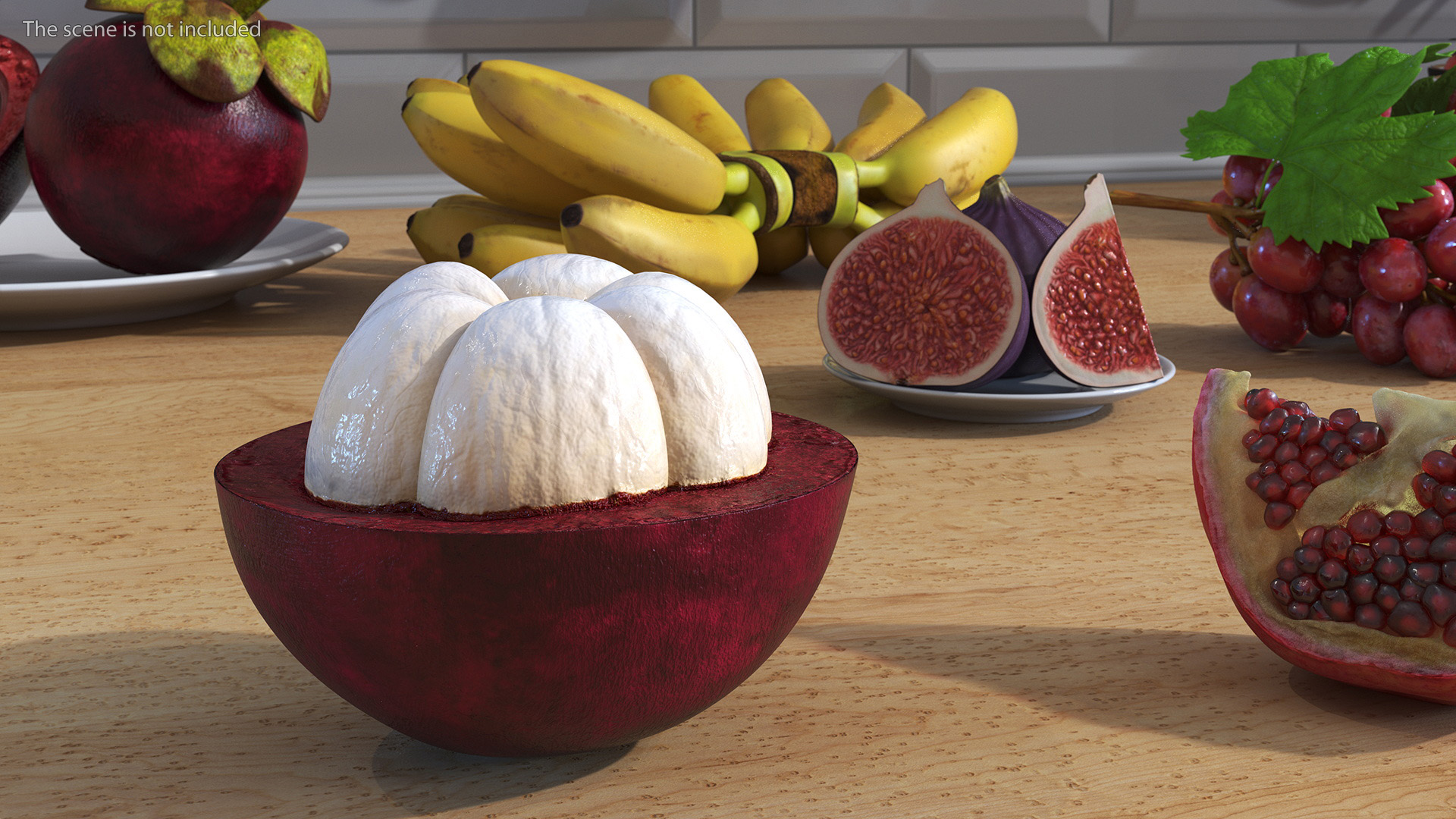 Half Peeled Tropical Fruit Mangosteen 3D