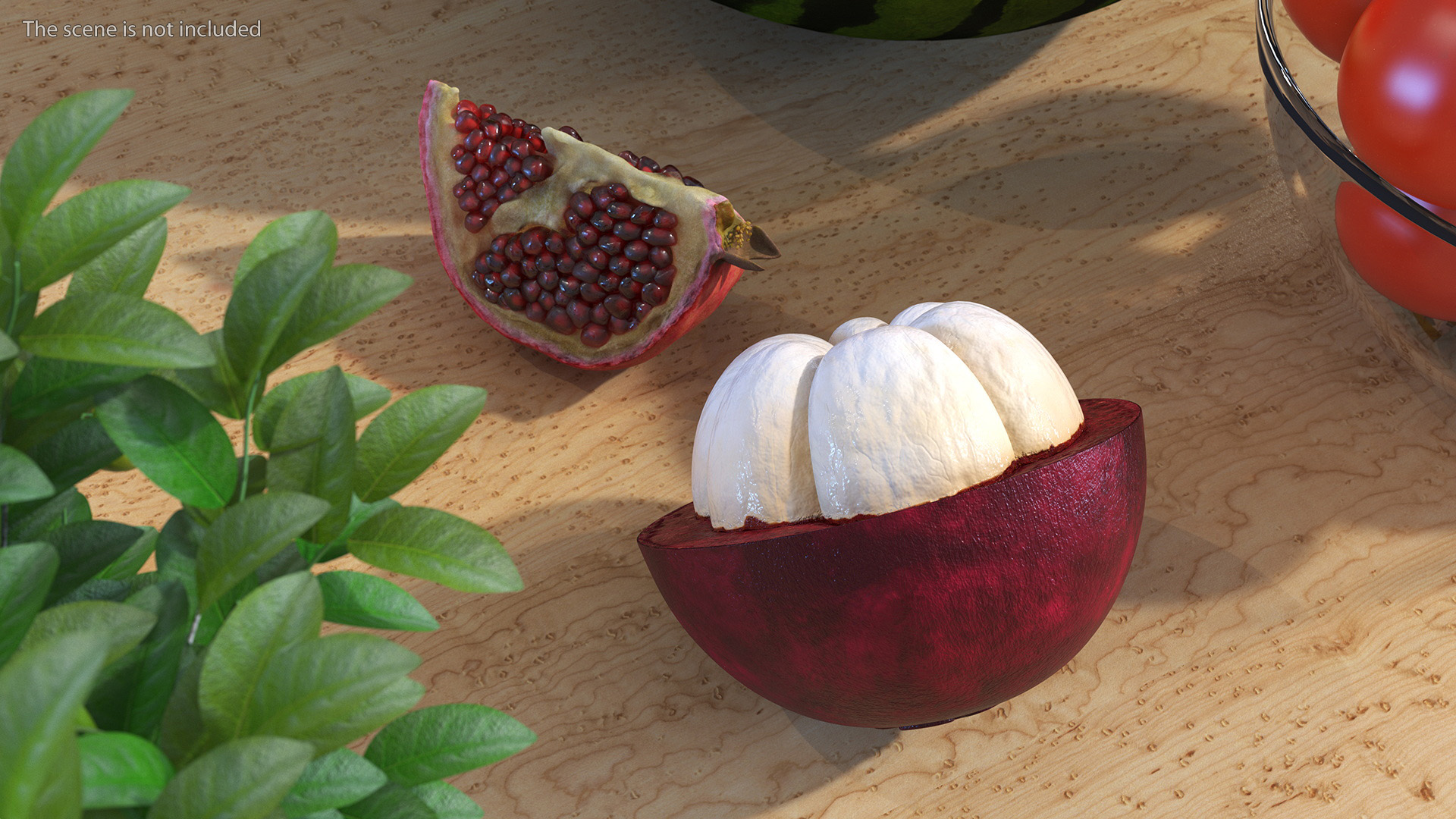 Half Peeled Tropical Fruit Mangosteen 3D