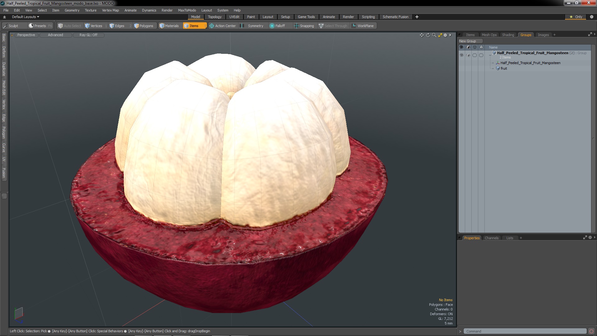 Half Peeled Tropical Fruit Mangosteen 3D
