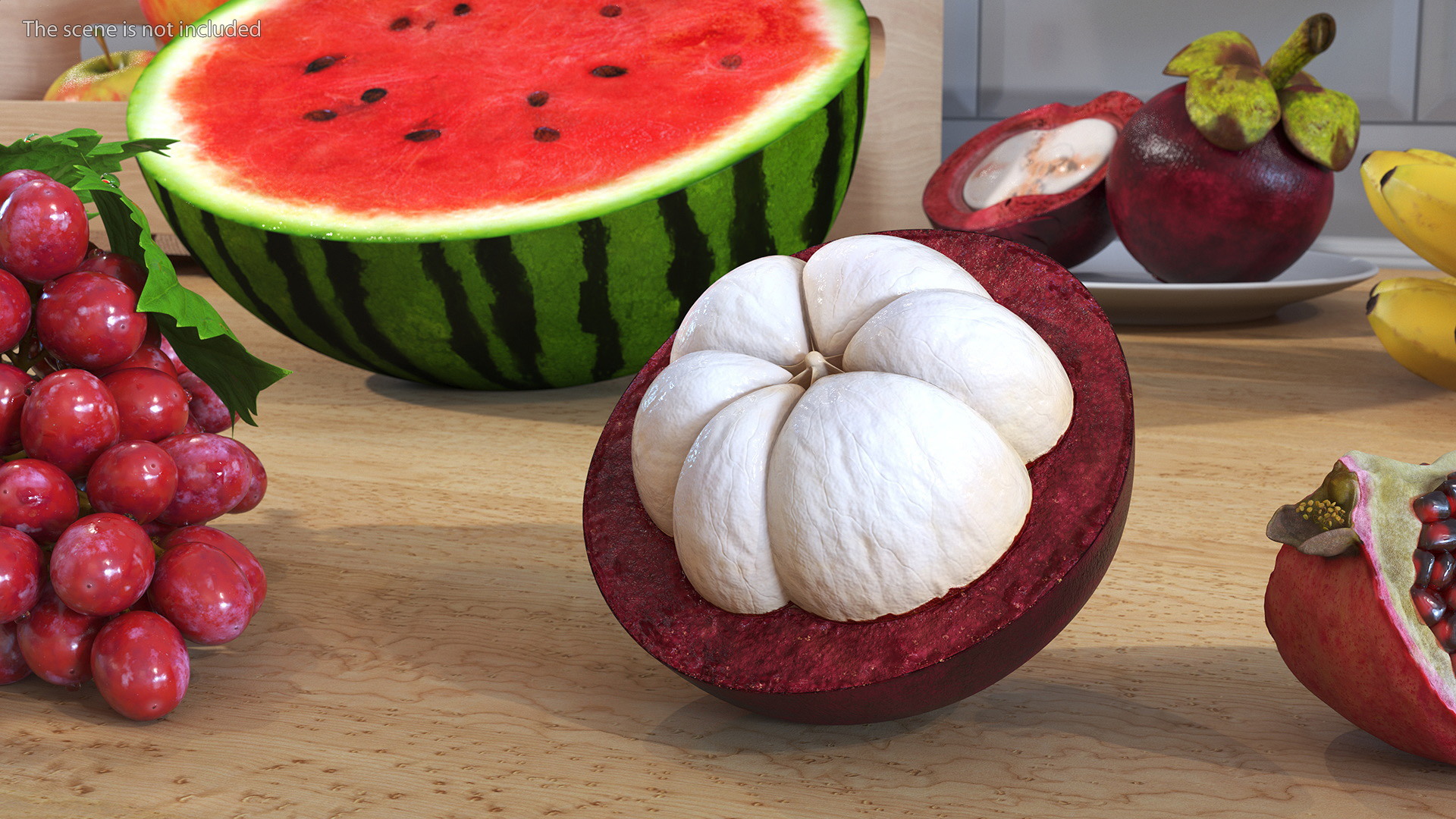 Half Peeled Tropical Fruit Mangosteen 3D