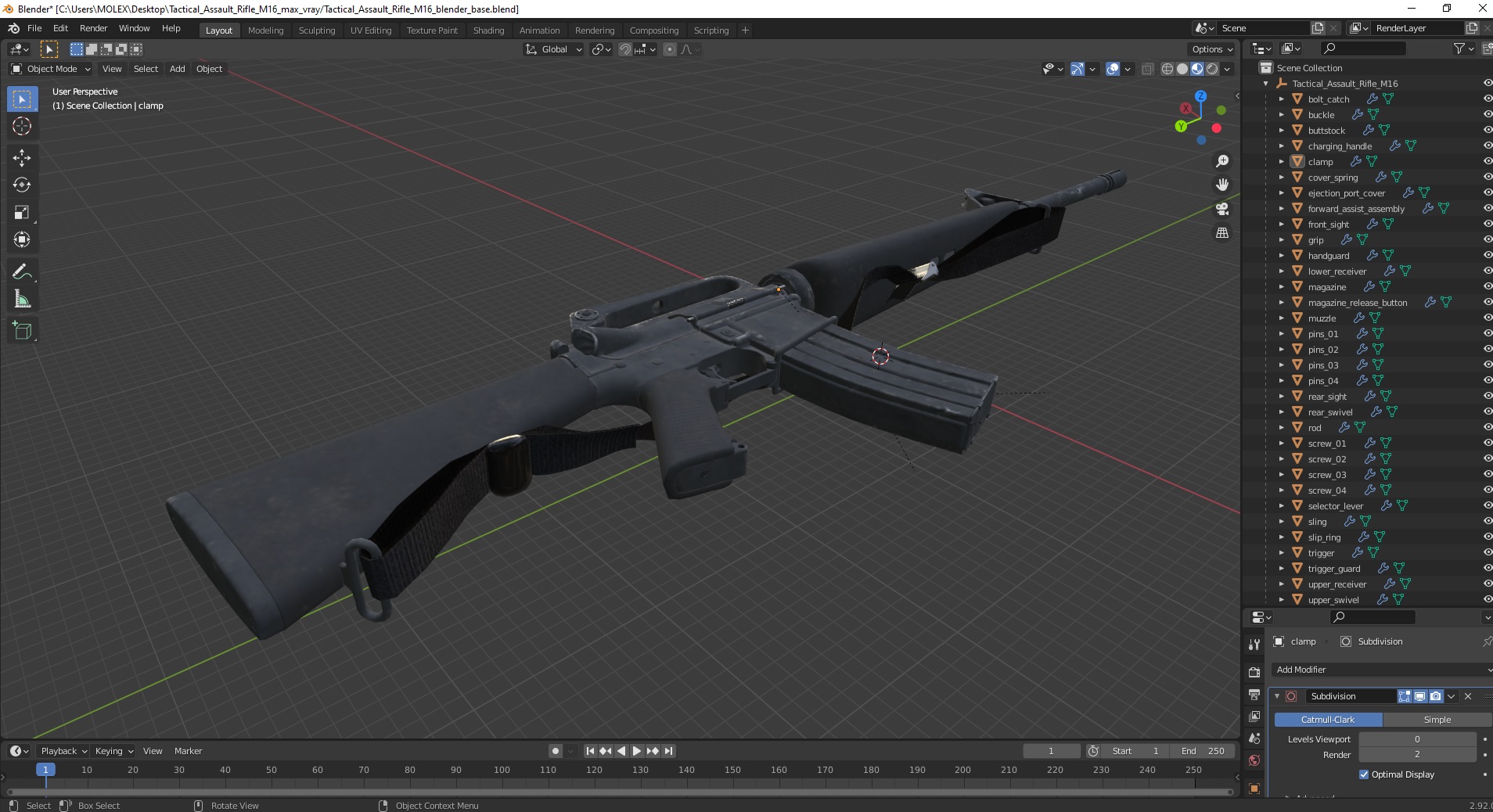3D Tactical Assault Rifle M16