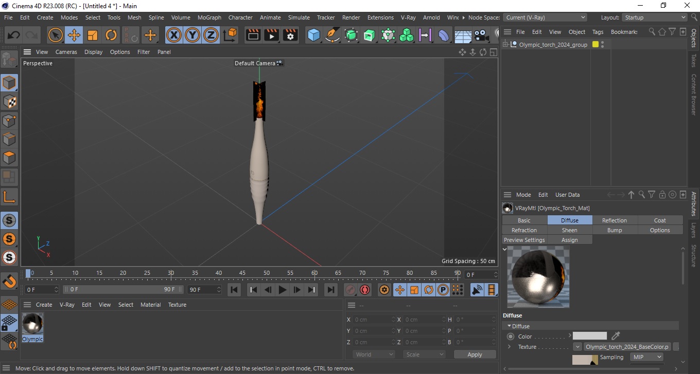 3D Olympic torch 2024 model