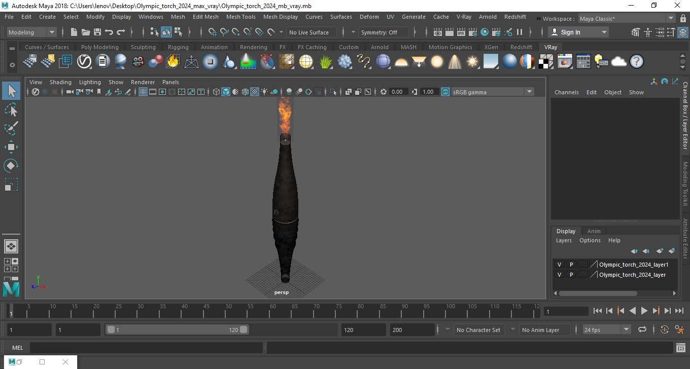 3D Olympic torch 2024 model