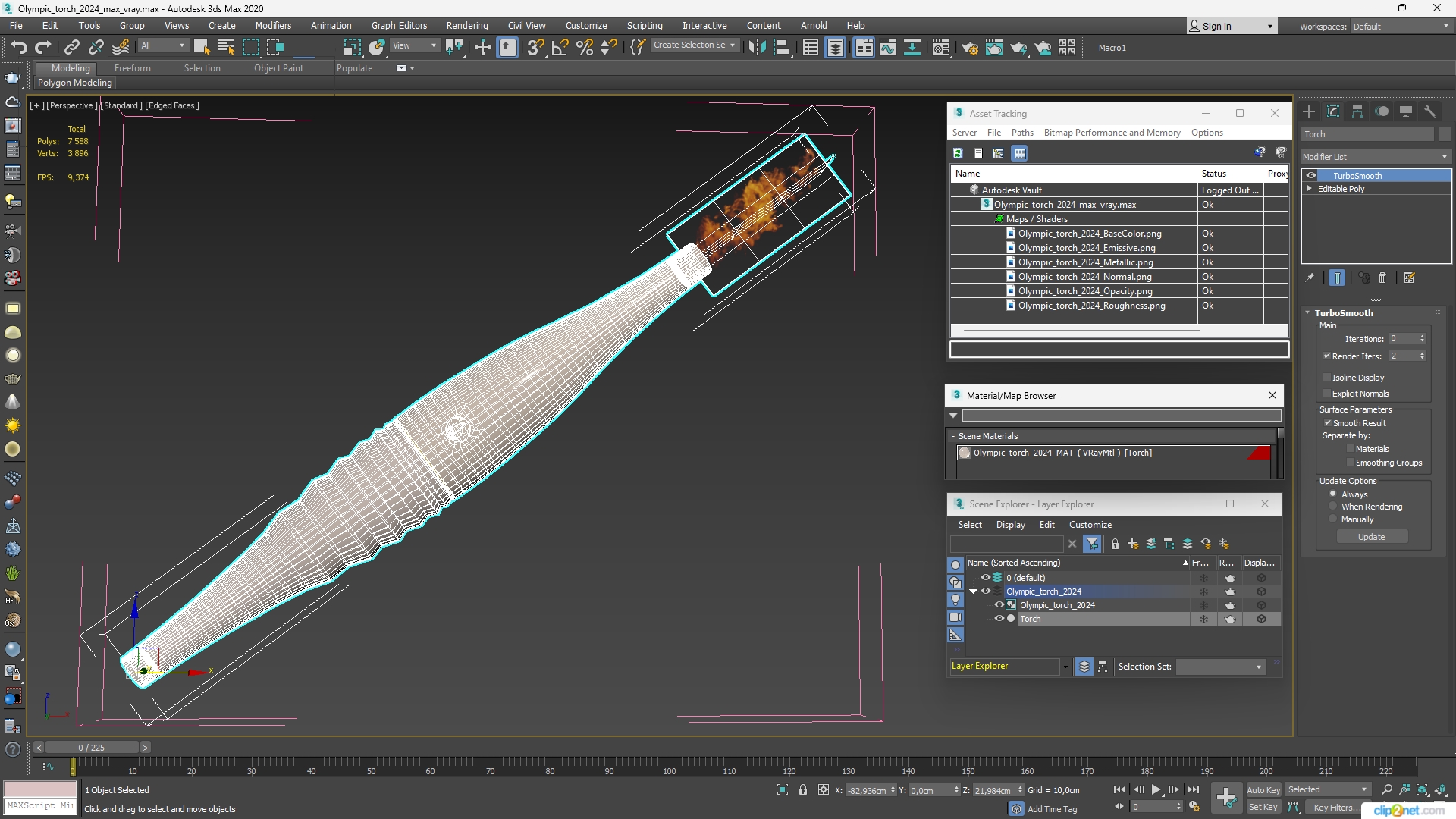 3D Olympic torch 2024 model