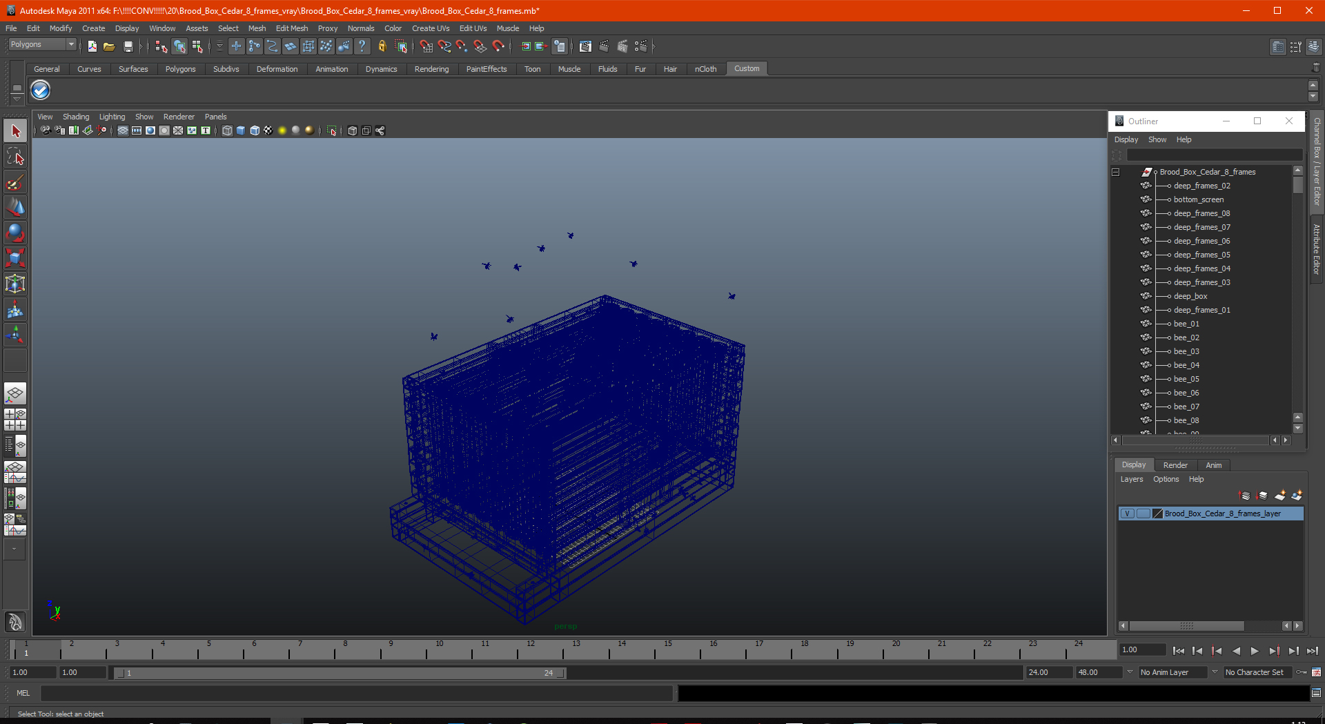 Brood Box Cedar 8 frames 3D model