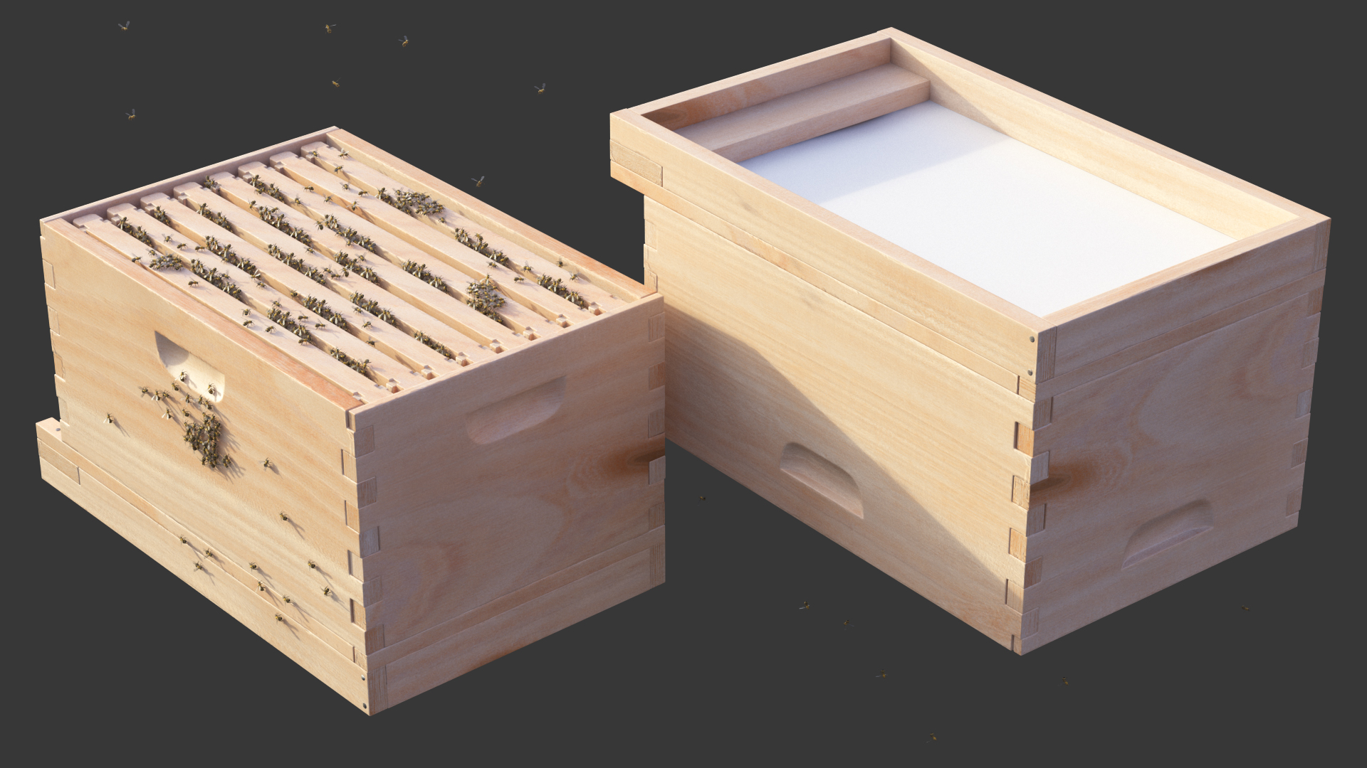 Brood Box Cedar 8 frames 3D model