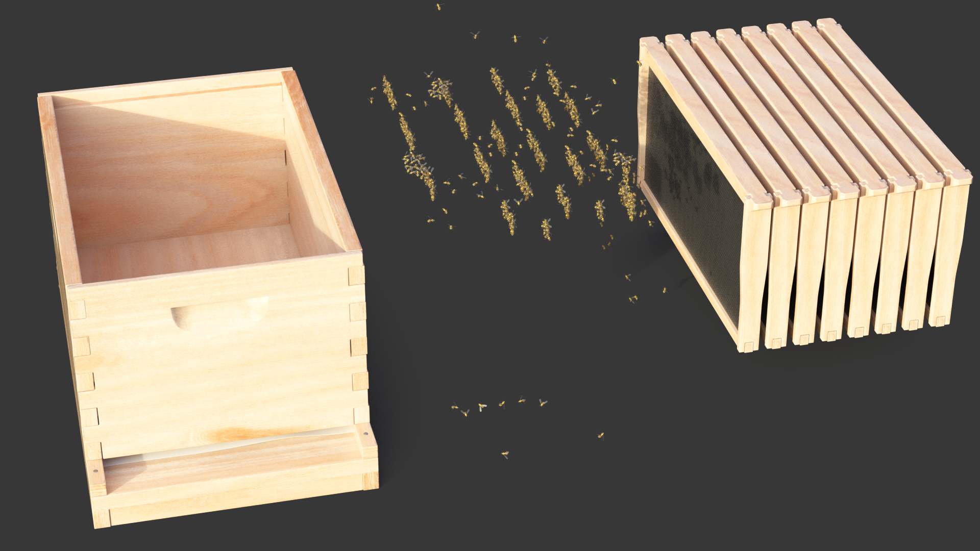 Brood Box Cedar 8 frames 3D model