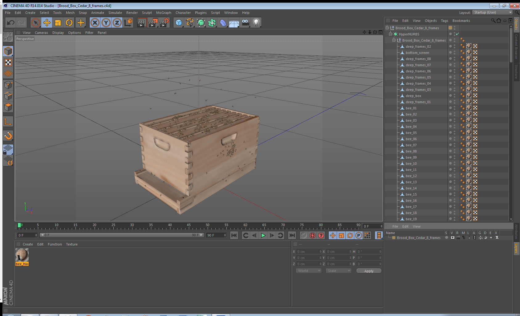 Brood Box Cedar 8 frames 3D model
