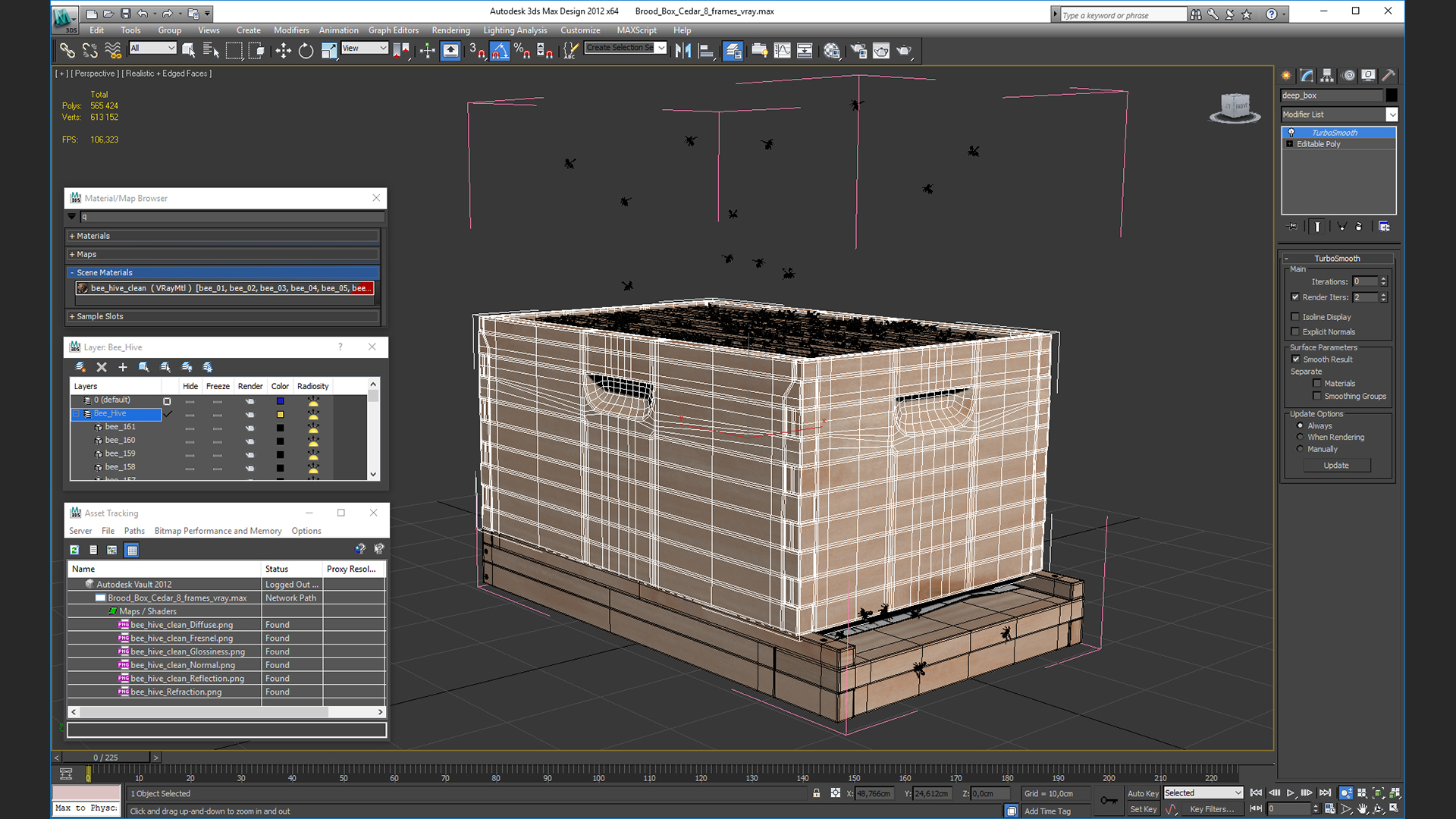 Brood Box Cedar 8 frames 3D model
