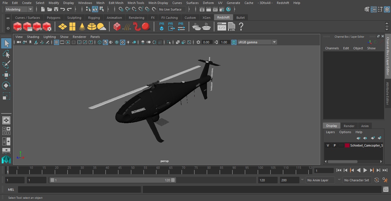 Schiebel Camcopter S100 UAV Rotorcraft Black 3D model