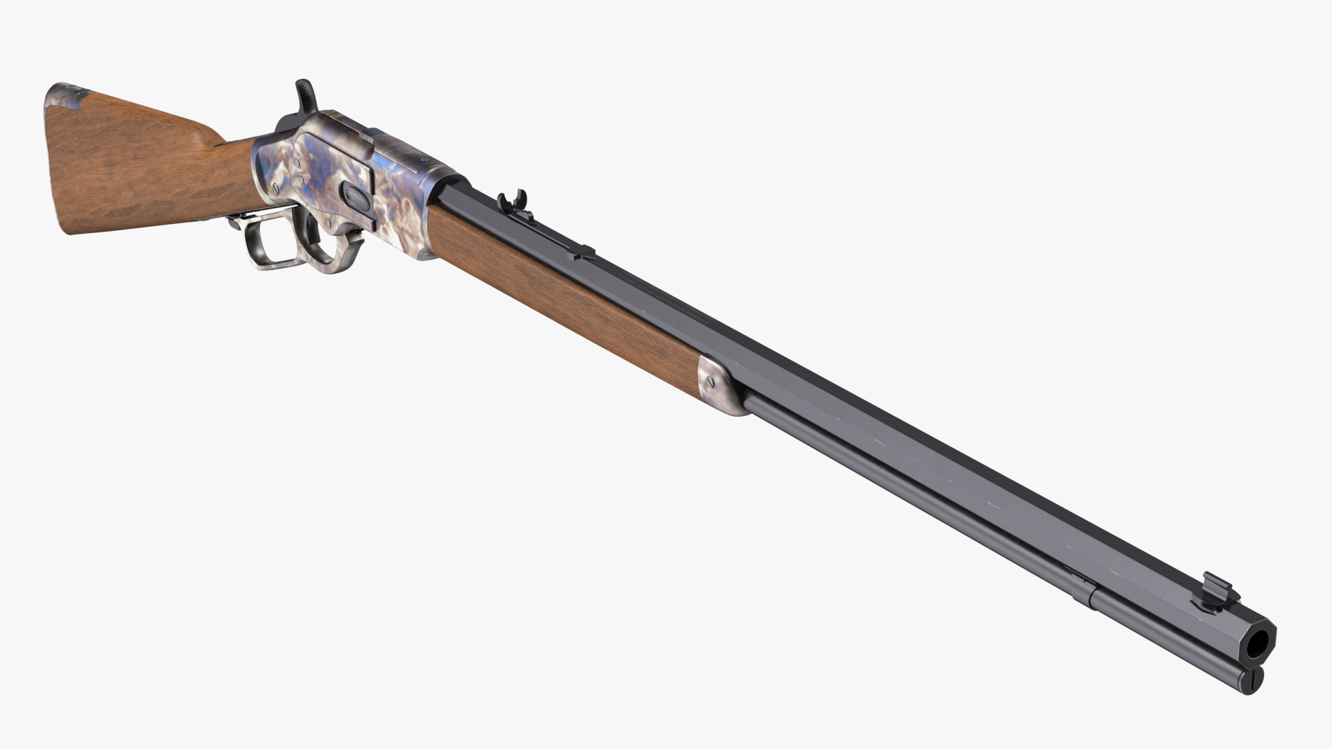 3D Winchester Model 1873 Color Case Hardened Rigged model