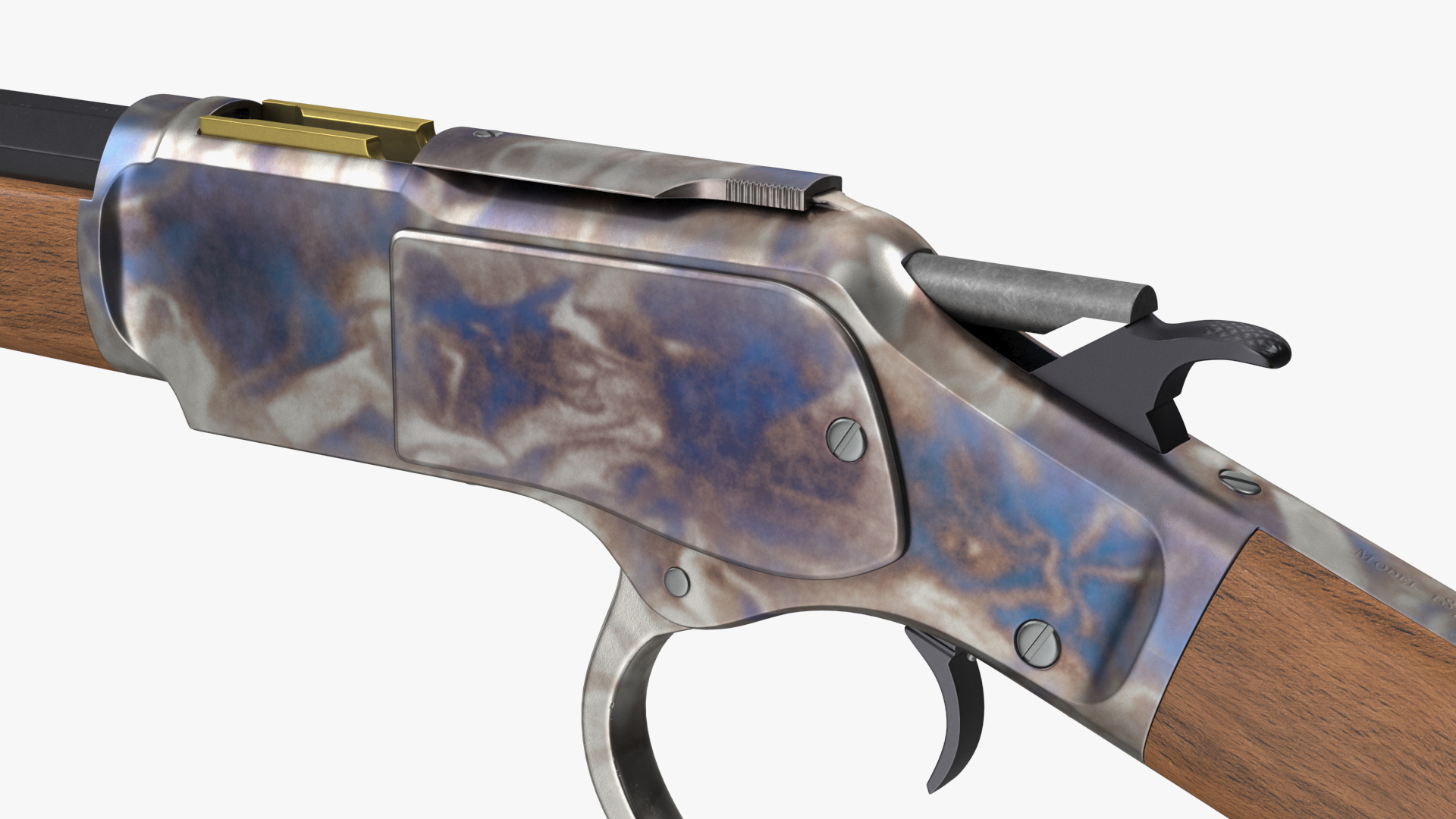 3D Winchester Model 1873 Color Case Hardened Rigged model