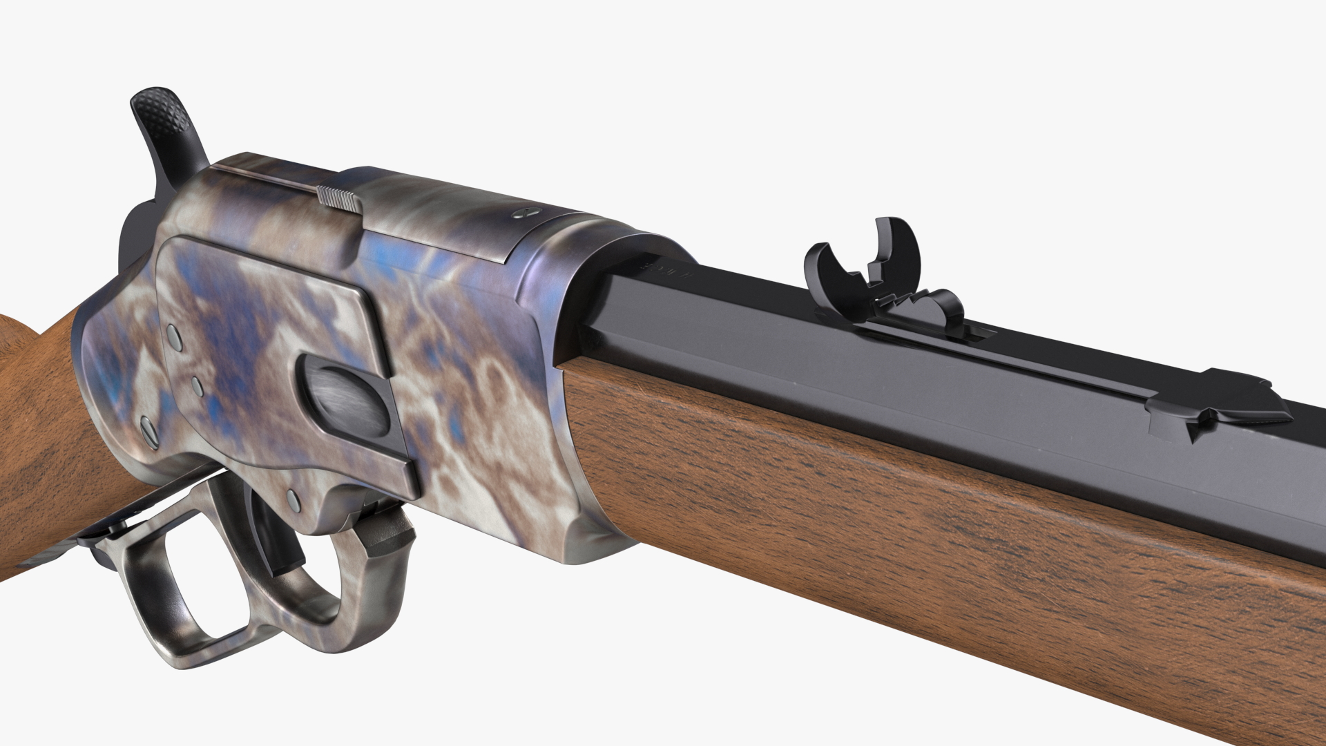 3D Winchester Model 1873 Color Case Hardened Rigged model