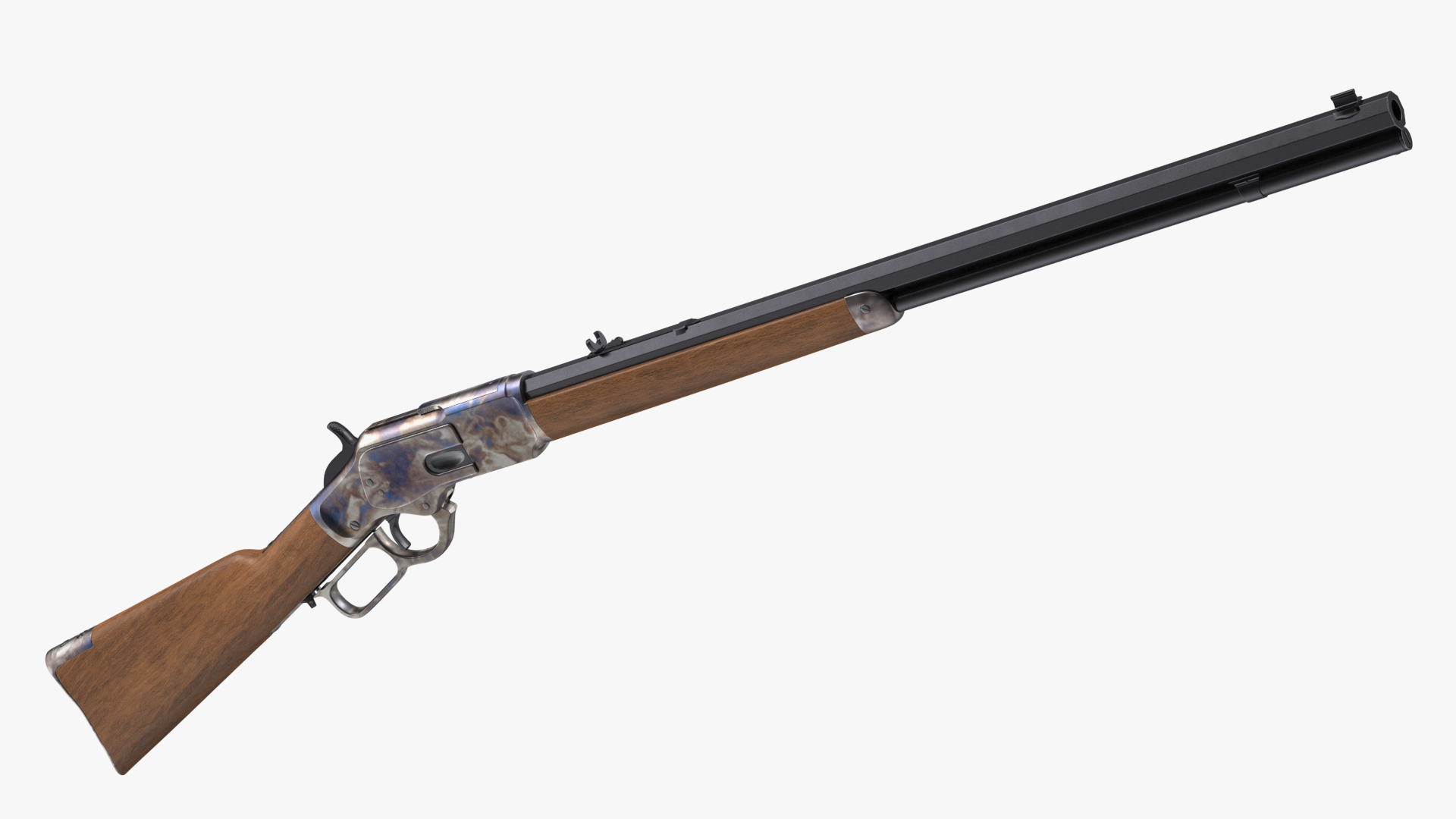 3D Winchester Model 1873 Color Case Hardened Rigged model