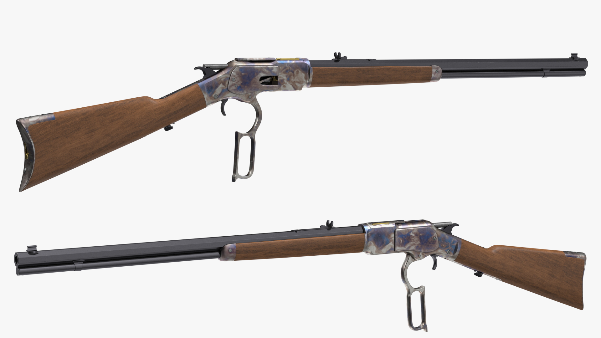 3D Winchester Model 1873 Color Case Hardened Rigged model