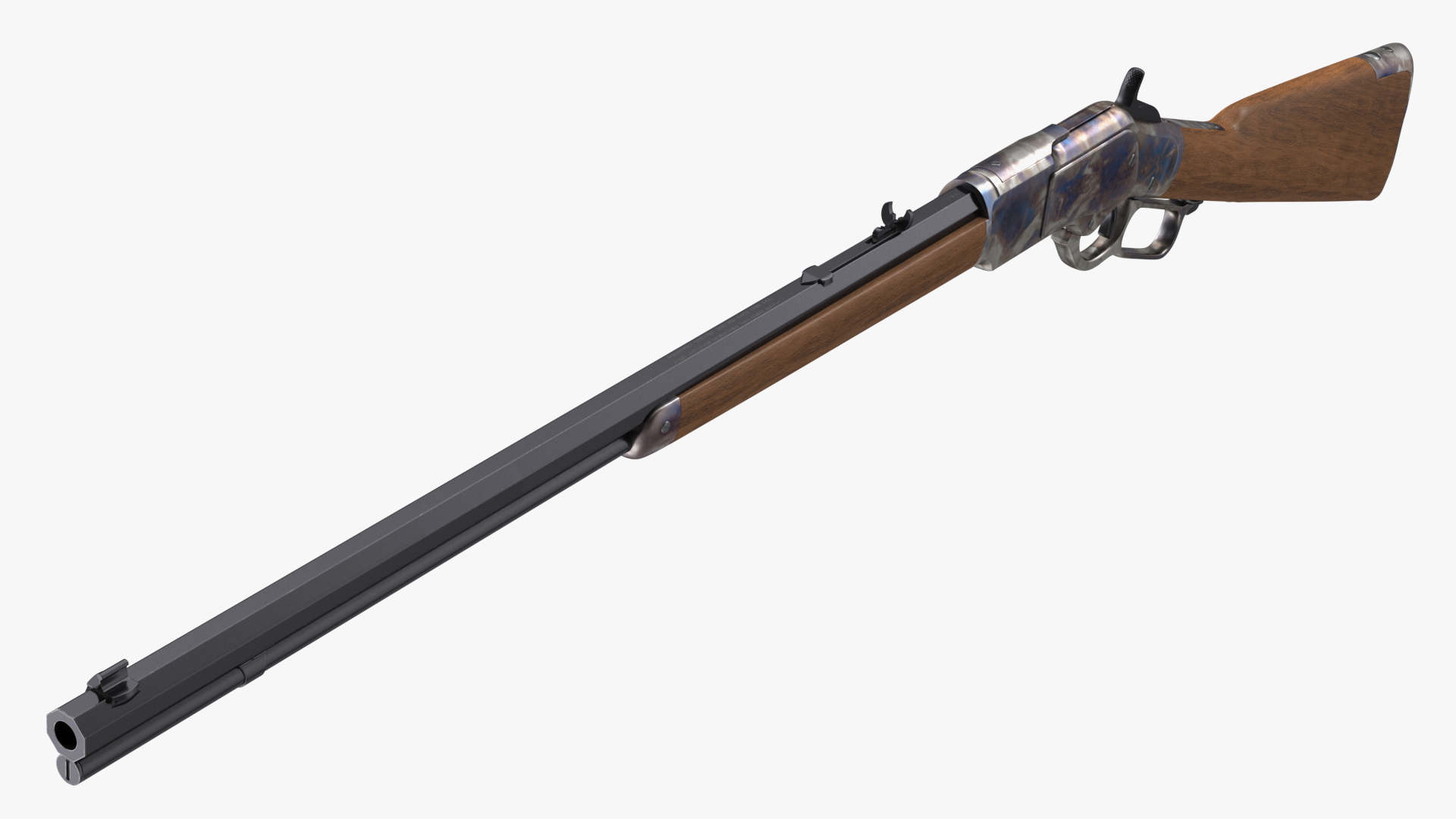 3D Winchester Model 1873 Color Case Hardened Rigged model