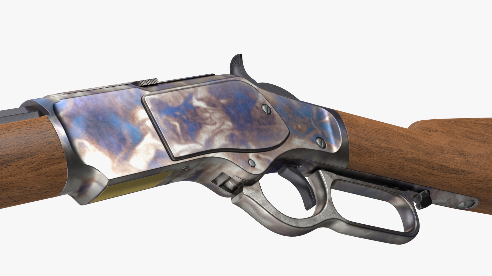 3D Winchester Model 1873 Color Case Hardened Rigged model