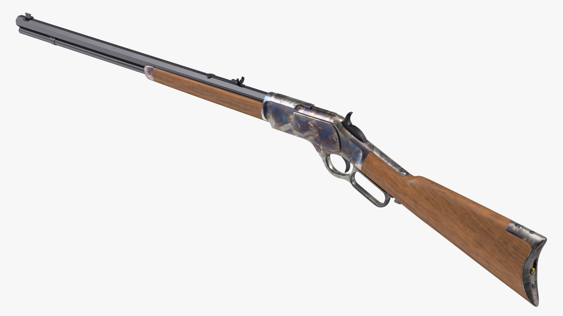 3D Winchester Model 1873 Color Case Hardened Rigged model