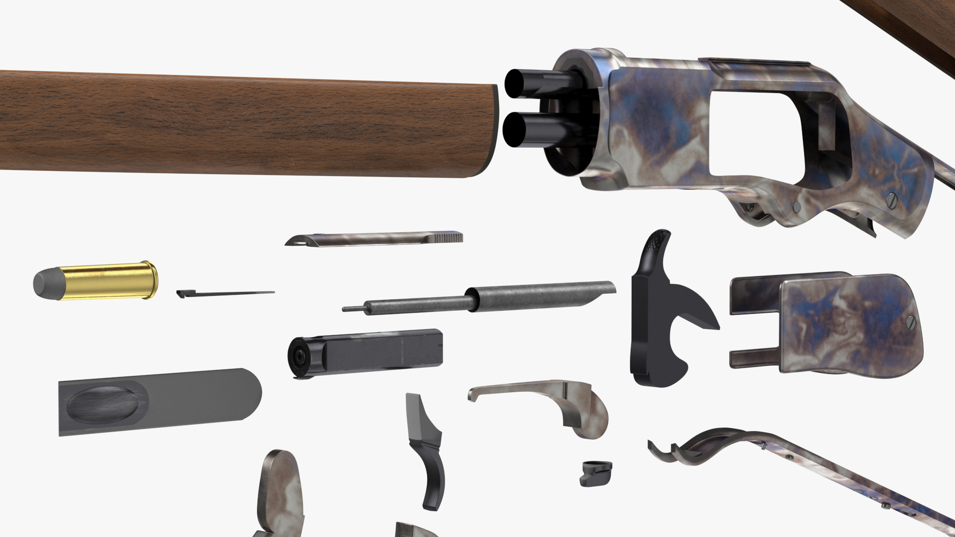 3D Winchester Model 1873 Color Case Hardened Rigged model