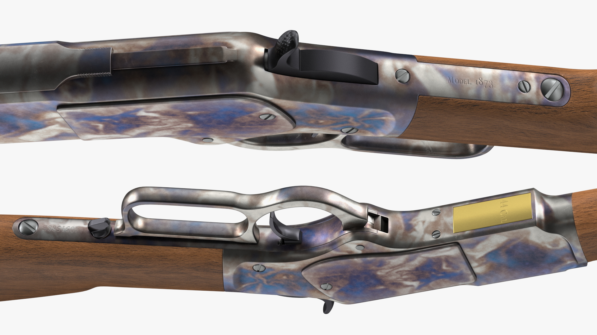 3D Winchester Model 1873 Color Case Hardened Rigged model