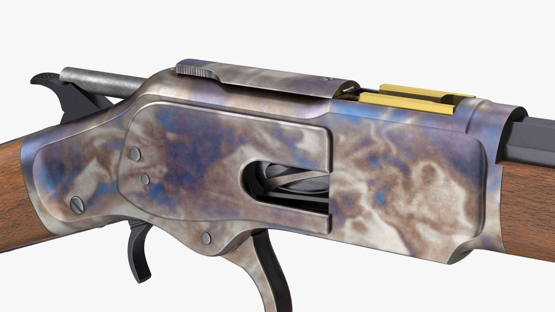 3D Winchester Model 1873 Color Case Hardened Rigged model