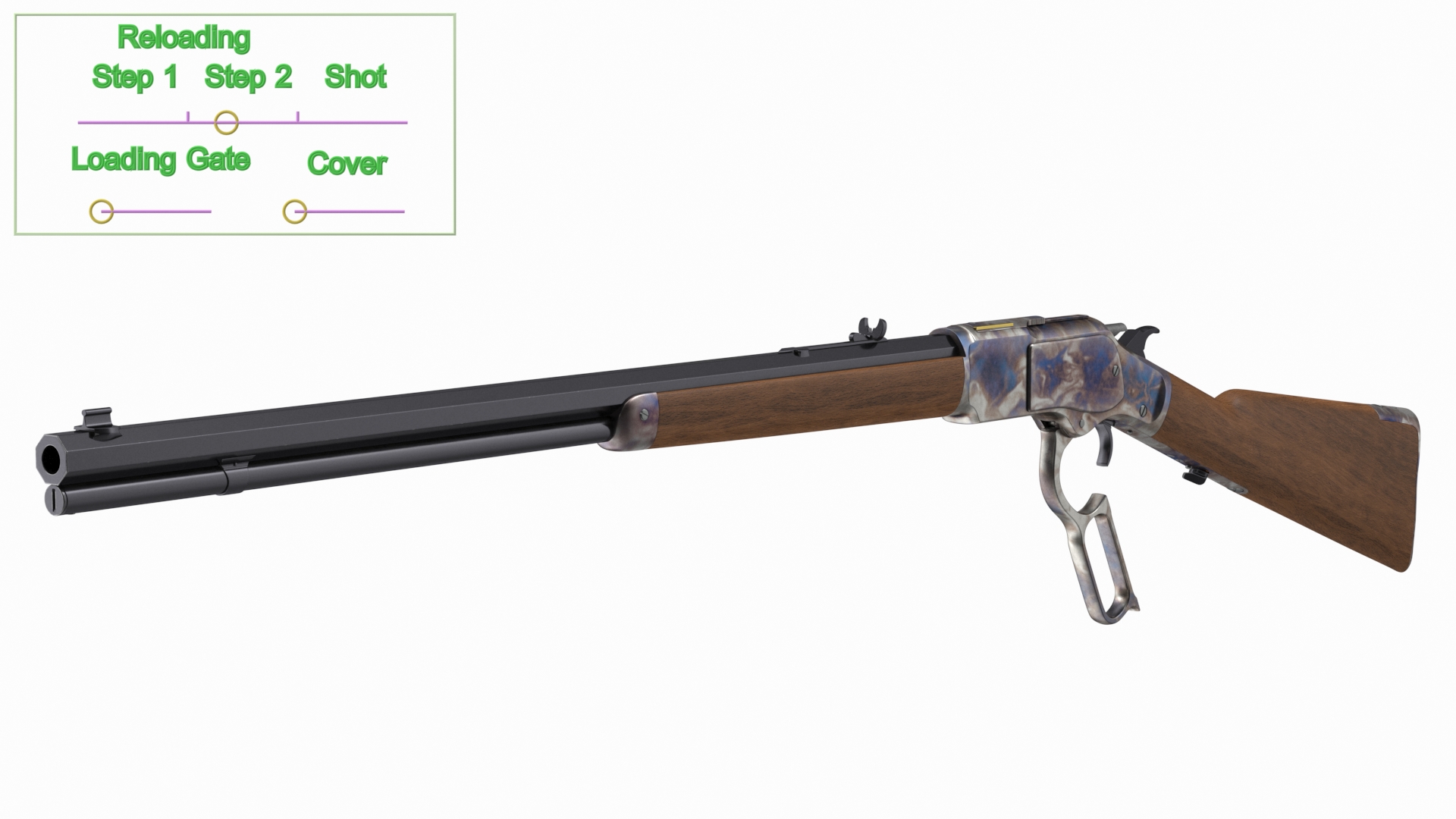 3D Winchester Model 1873 Color Case Hardened Rigged model