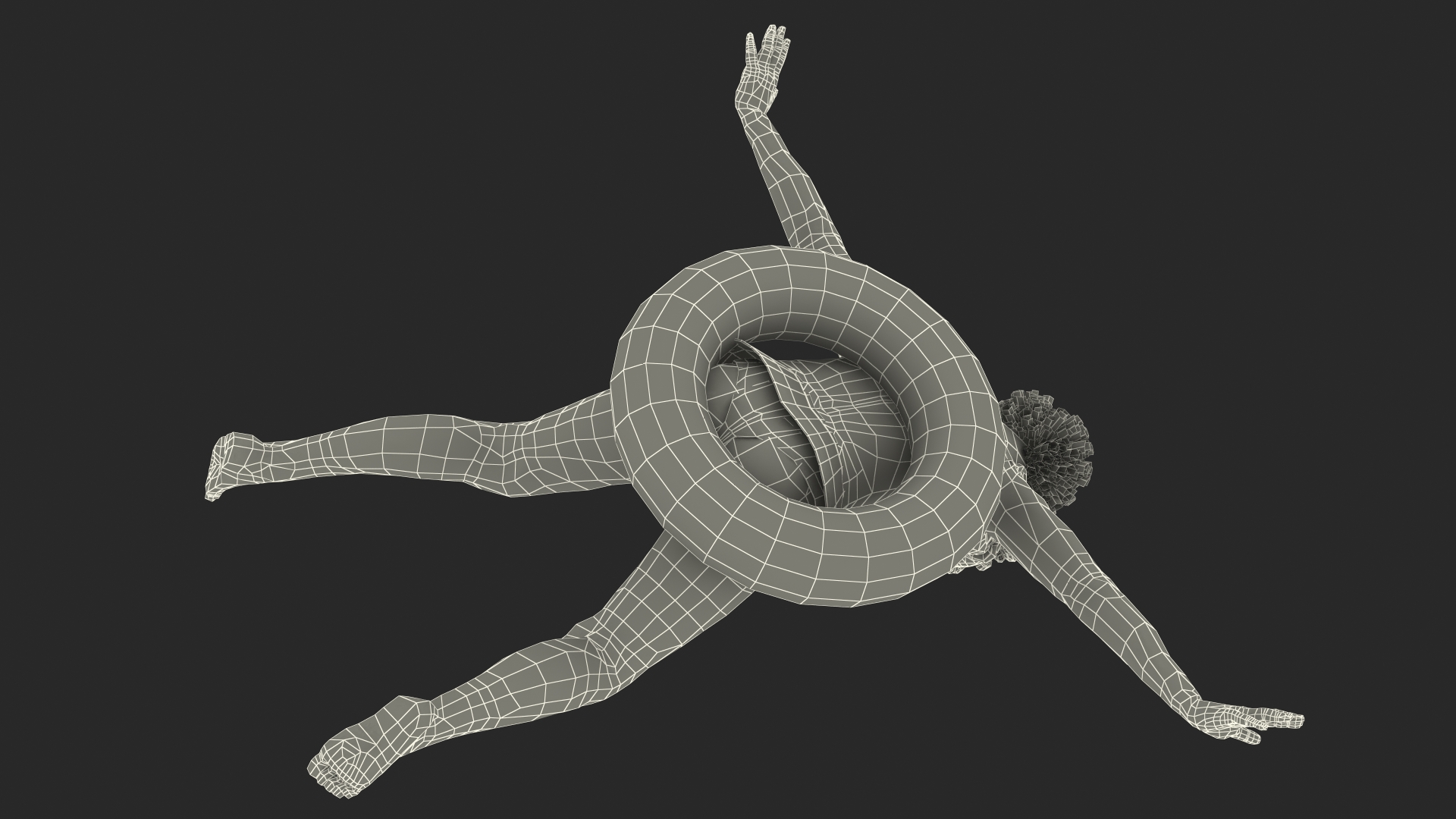 3D Black Child Girl With Swim Ring