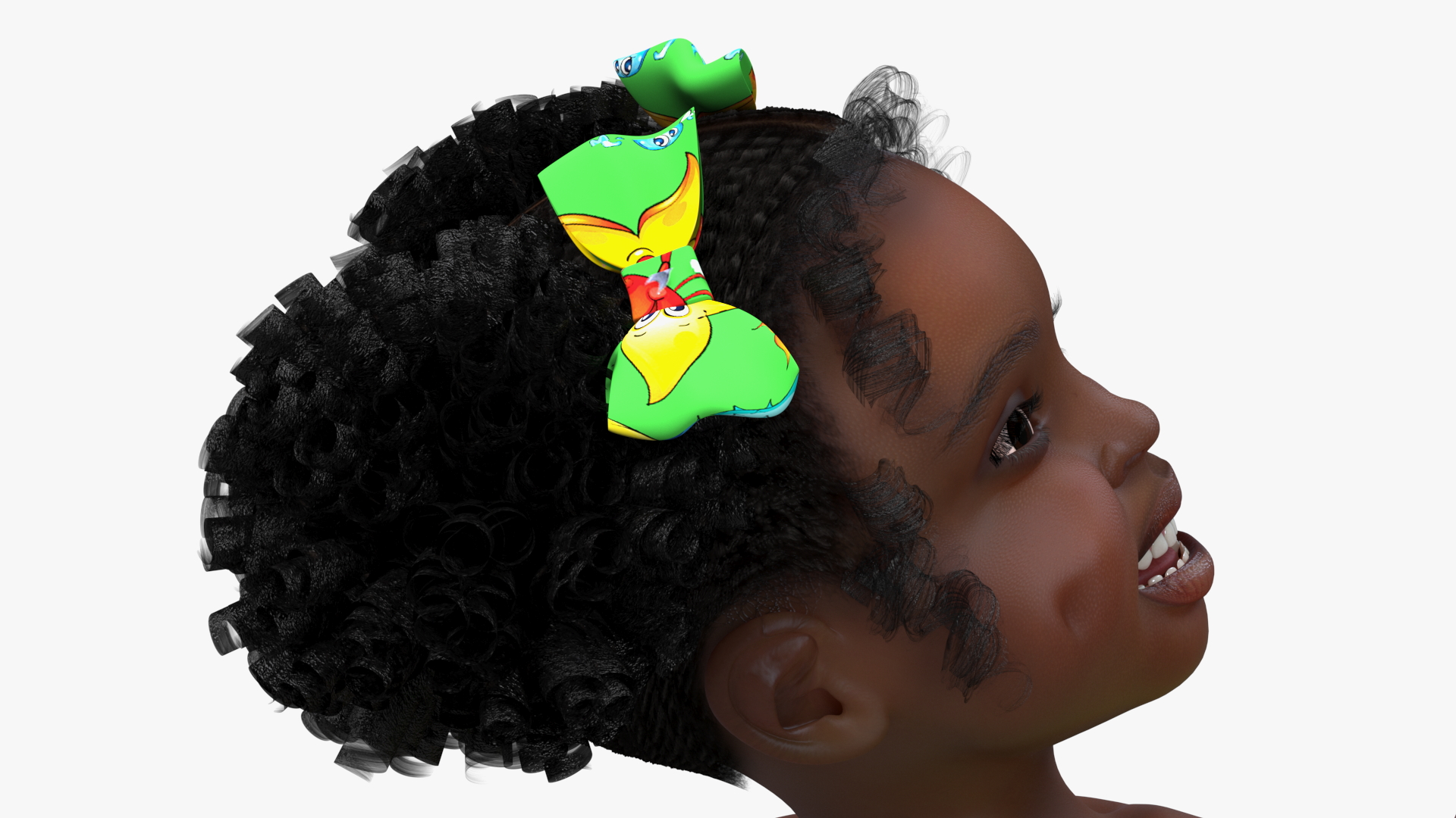 3D Black Child Girl With Swim Ring