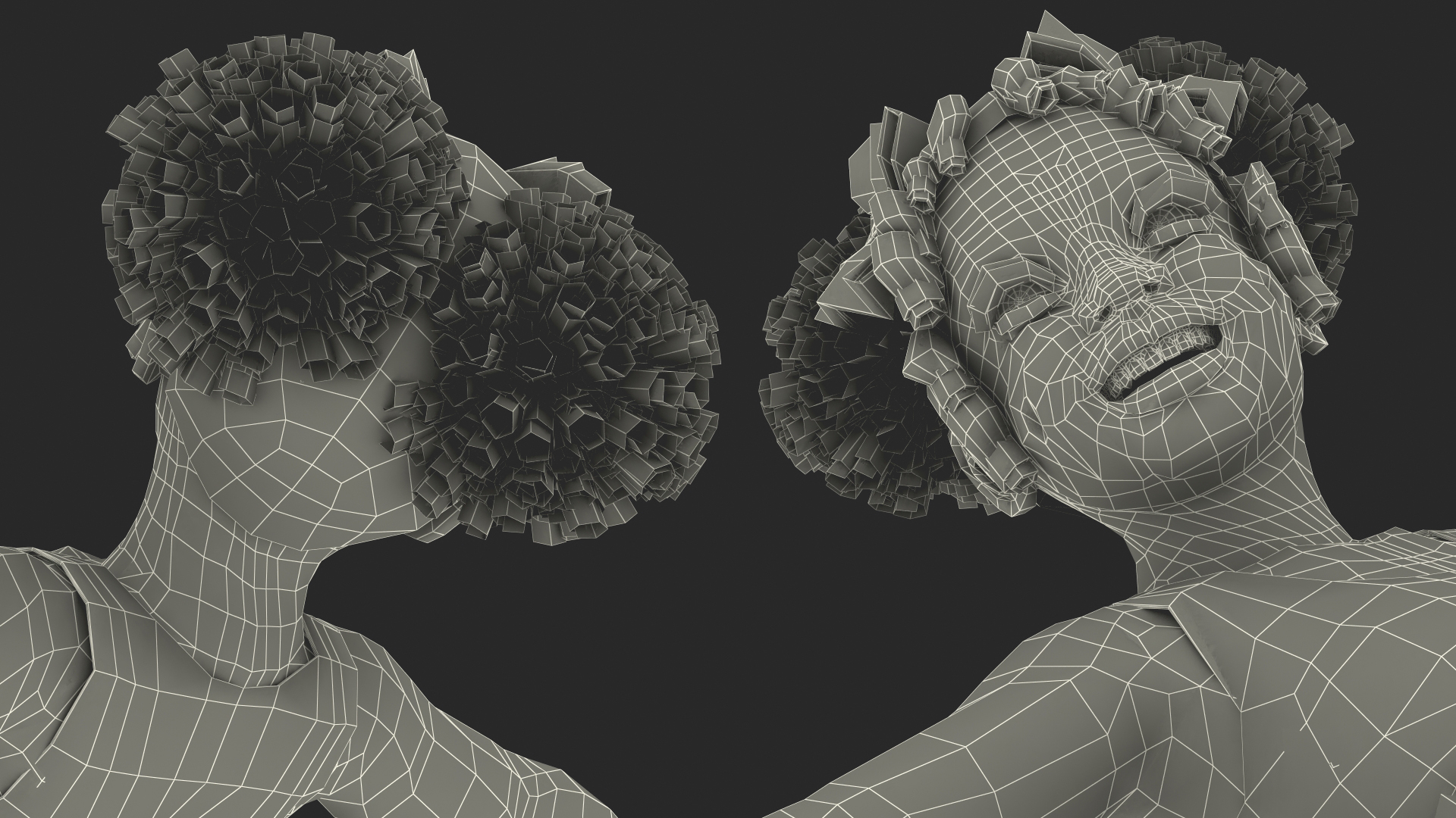3D Black Child Girl With Swim Ring