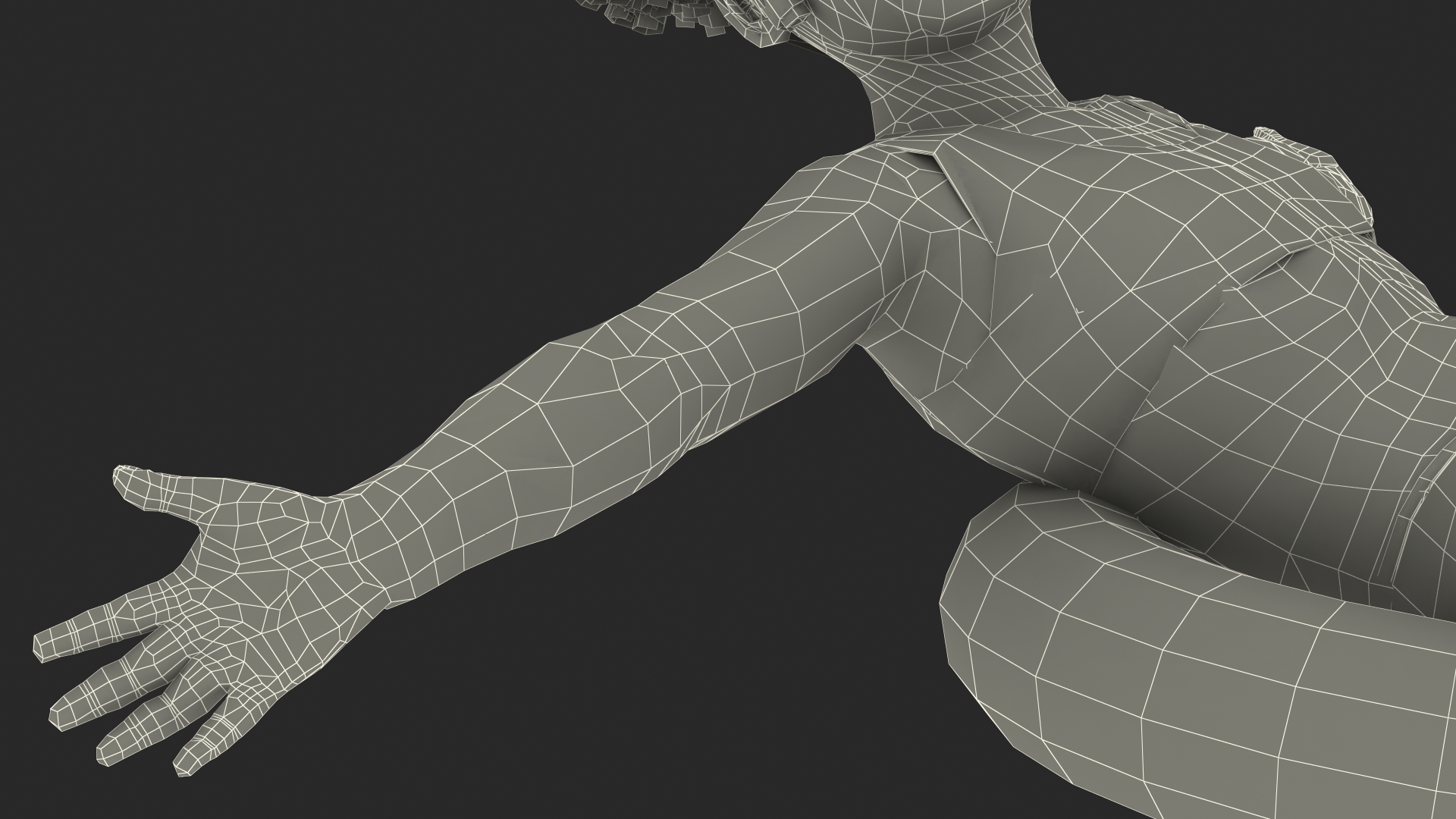 3D Black Child Girl With Swim Ring