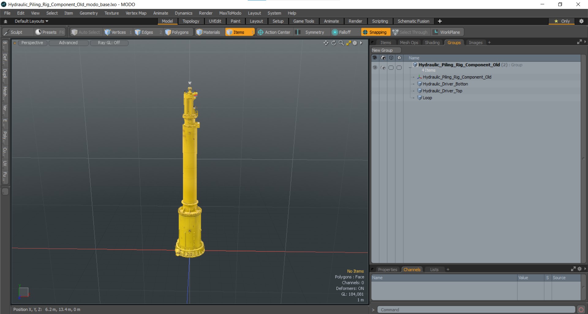 Hydraulic Piling Rig Component Old 3D model