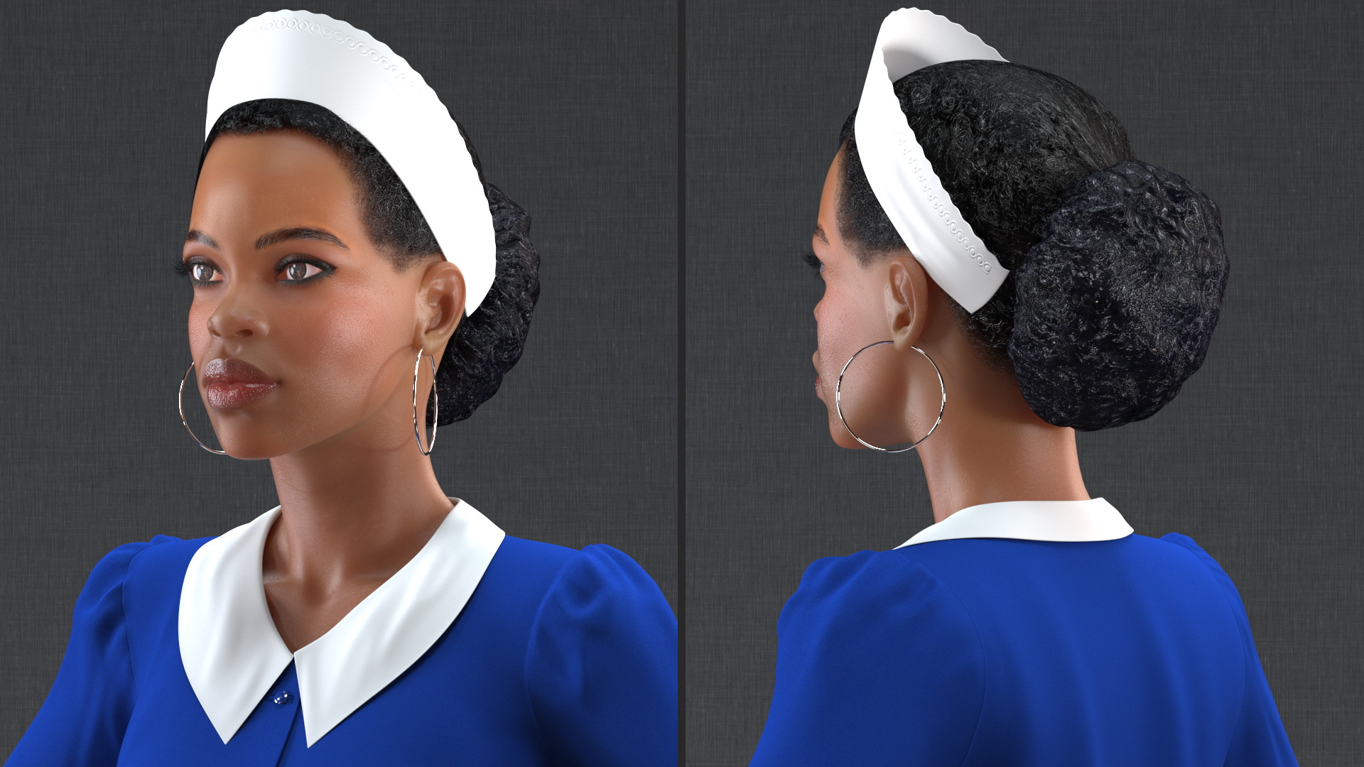 3D Light Skin Black Maid Rigged model