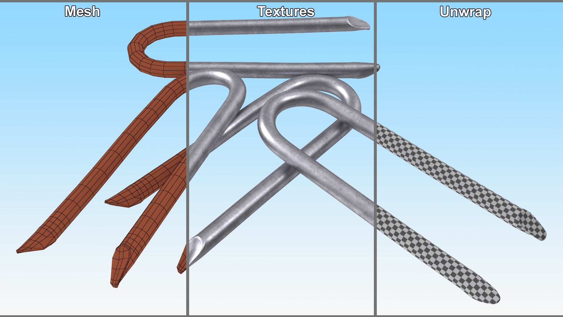 3D model Pile of U-type Flat Head Nails