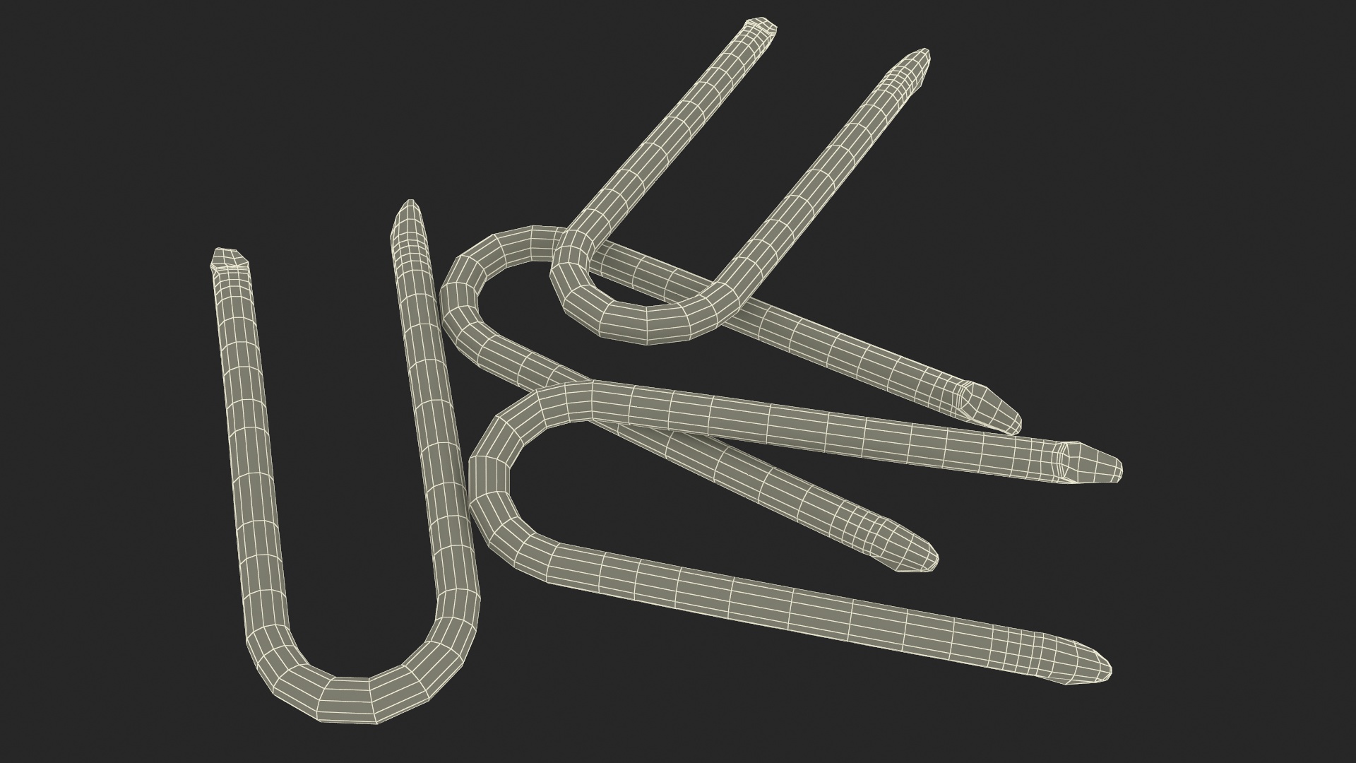 3D model Pile of U-type Flat Head Nails