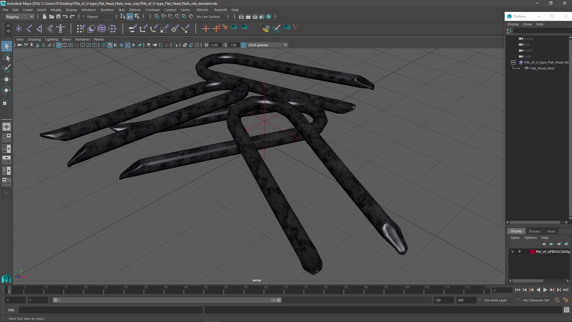 3D model Pile of U-type Flat Head Nails
