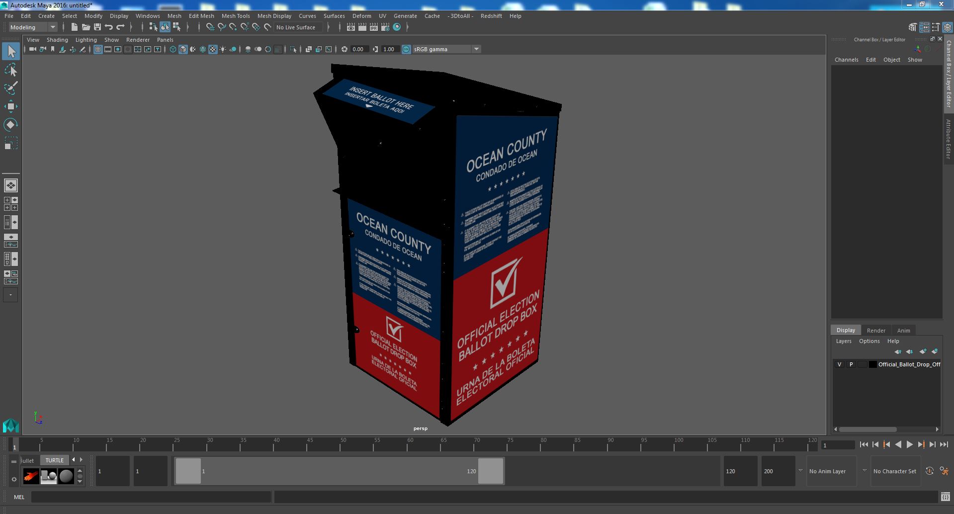 3D Official Ballot Drop Off Box model