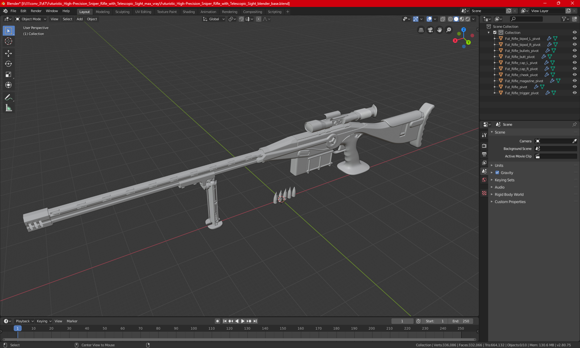 3D model Futuristic High-Precision Sniper Rifle with Telescopic Sight