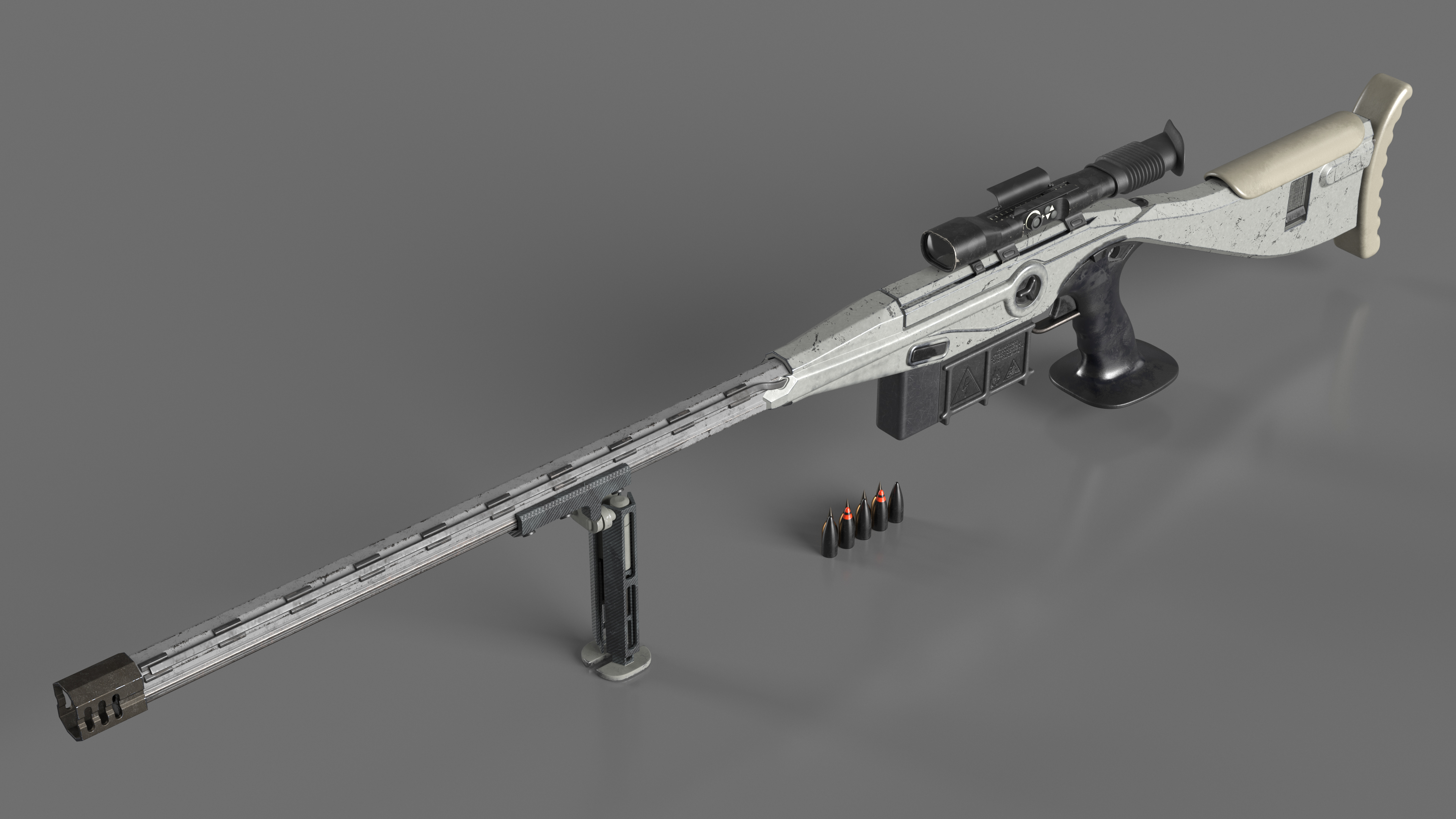 3D model Futuristic High-Precision Sniper Rifle with Telescopic Sight