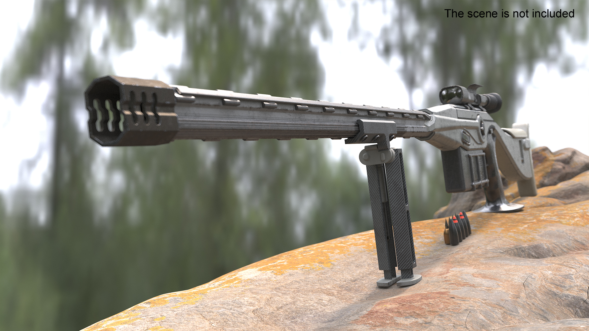 3D model Futuristic High-Precision Sniper Rifle with Telescopic Sight
